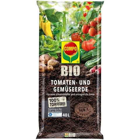Compo Bio-Erde COMPO BIO, Tomaten- und Gemüseerde torffrei, 40 Liter