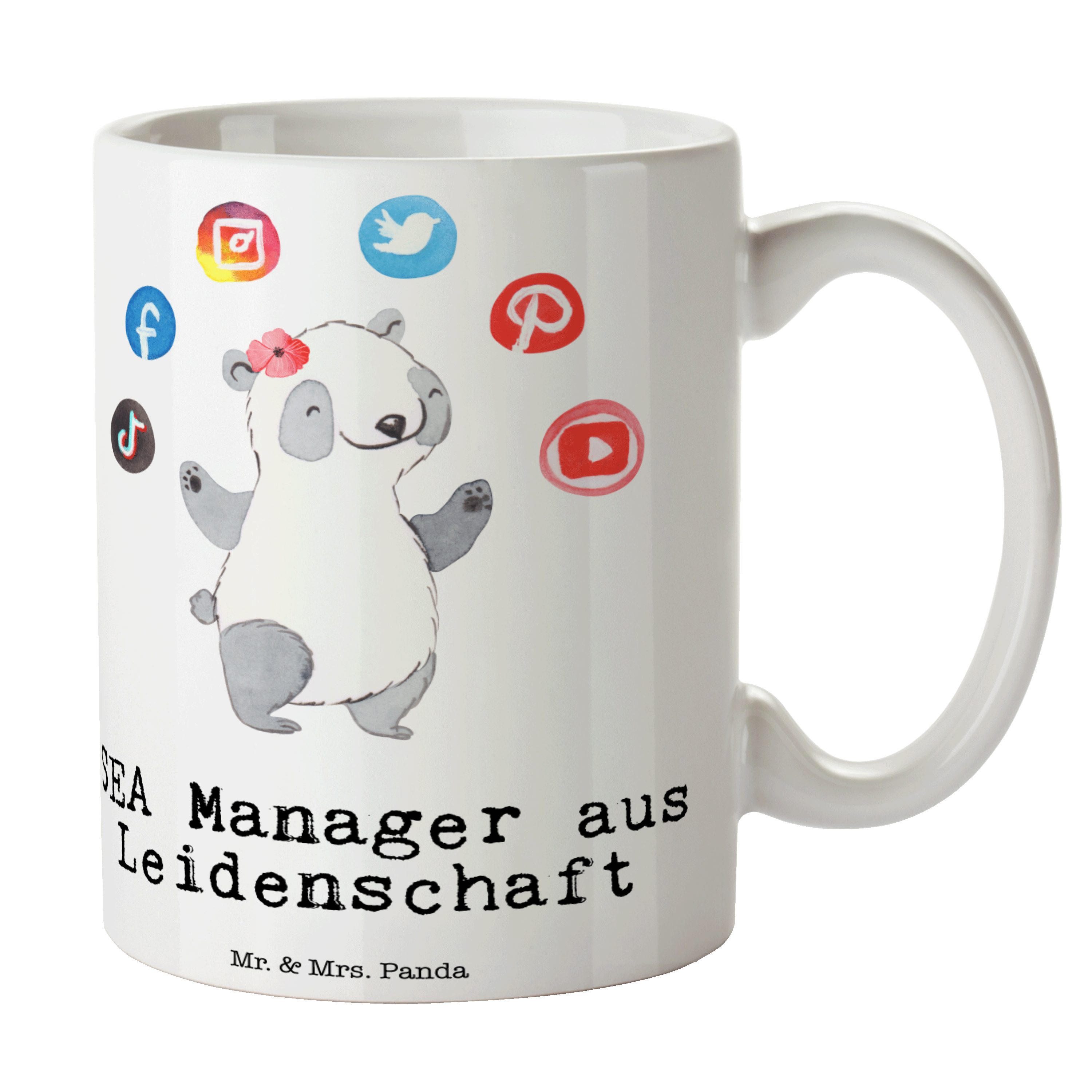 Mr. & Mrs. Panda Tasse SEA Manager aus Leidenschaft - Weiß - Geschenk, Geschenk Tasse, Kaffe, Keramik