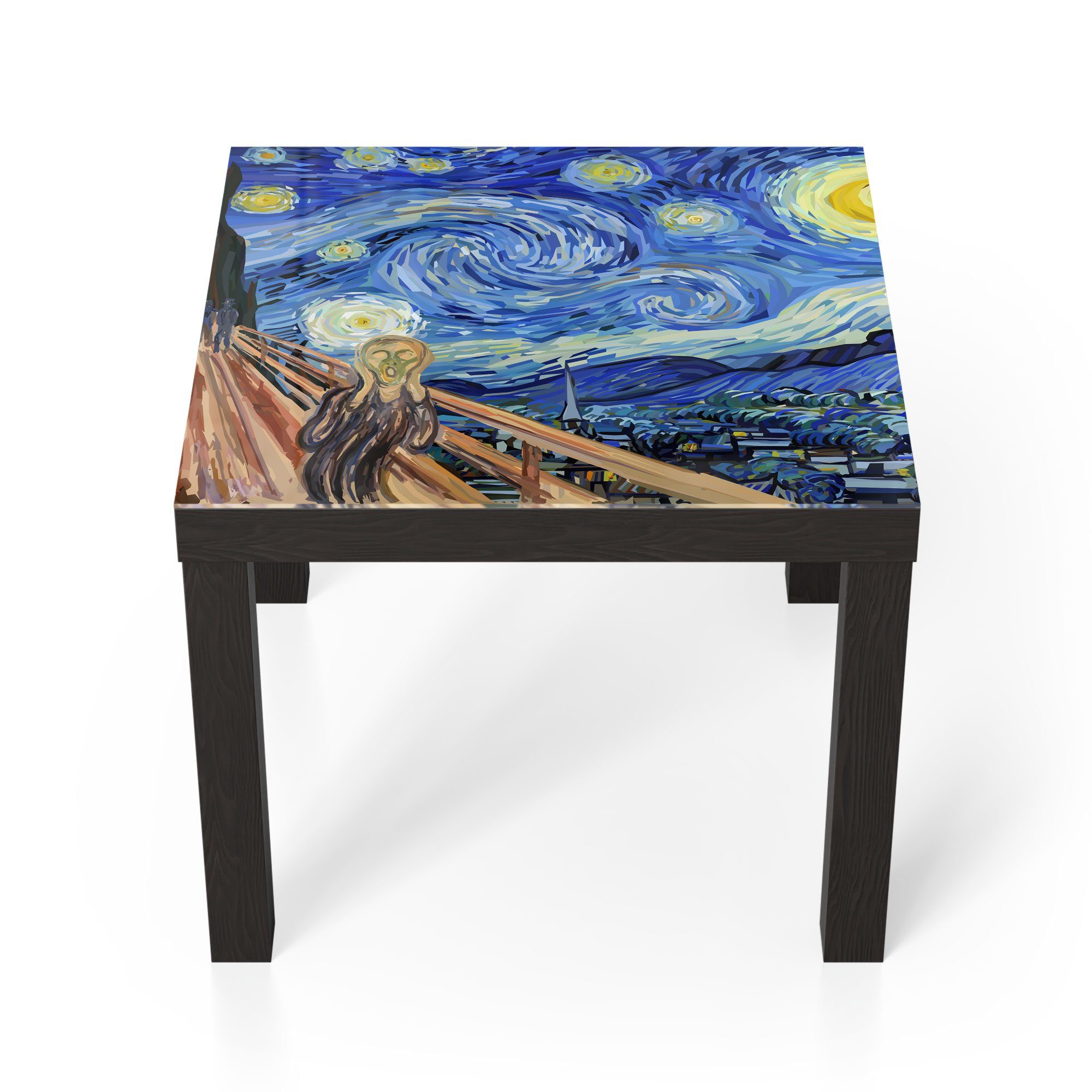 DEQORI Couchtisch 'Munch trifft Van Gogh', Glas Beistelltisch Glastisch modern Schwarz