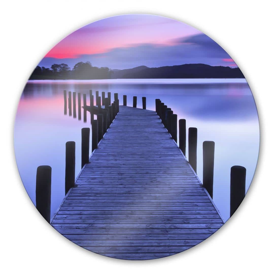 K&L Wall Art Glasbild Glas Wandbild Rund Glasbild Wohnzimmer See Panorama Fotokunst, Wandschutz Deko Bilder, Wohnzimmer Wanddeko aus Glas moderne Glasbilder inkl. Wandhalterung