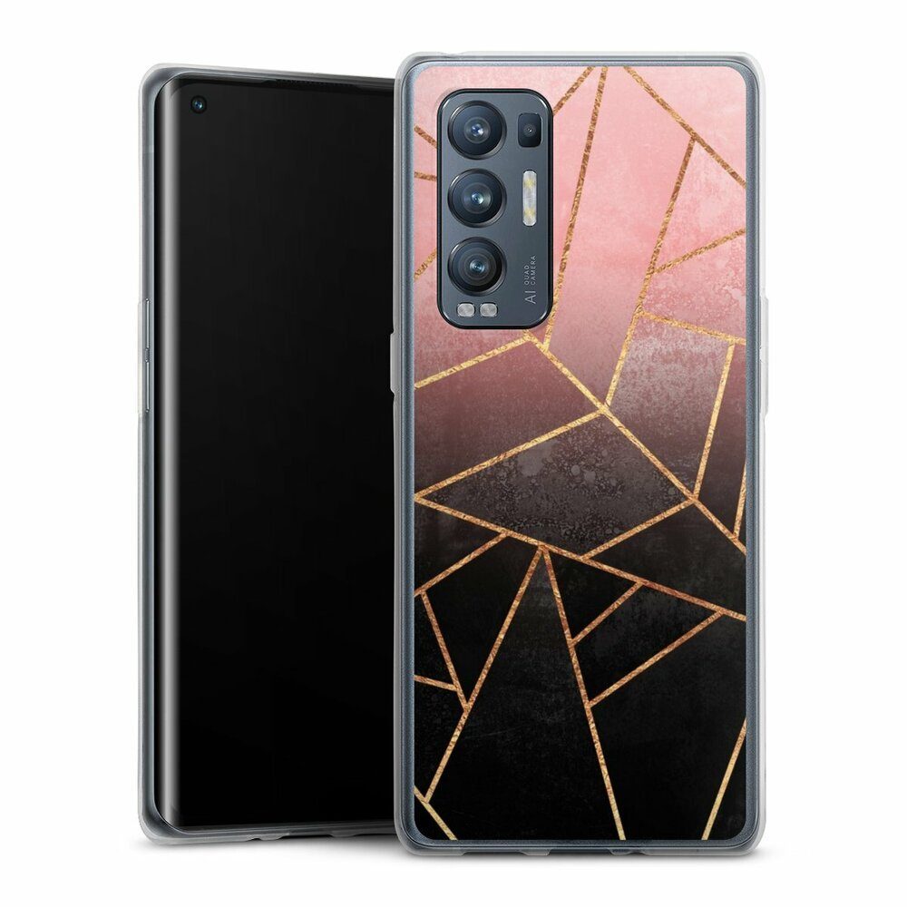 DeinDesign Handyhülle Farbverlauf Geometric Gold & Kupfer Pink And Black Stone Gold Print, Oppo Find X3 Neo Silikon Hülle Bumper Case Handy Schutzhülle