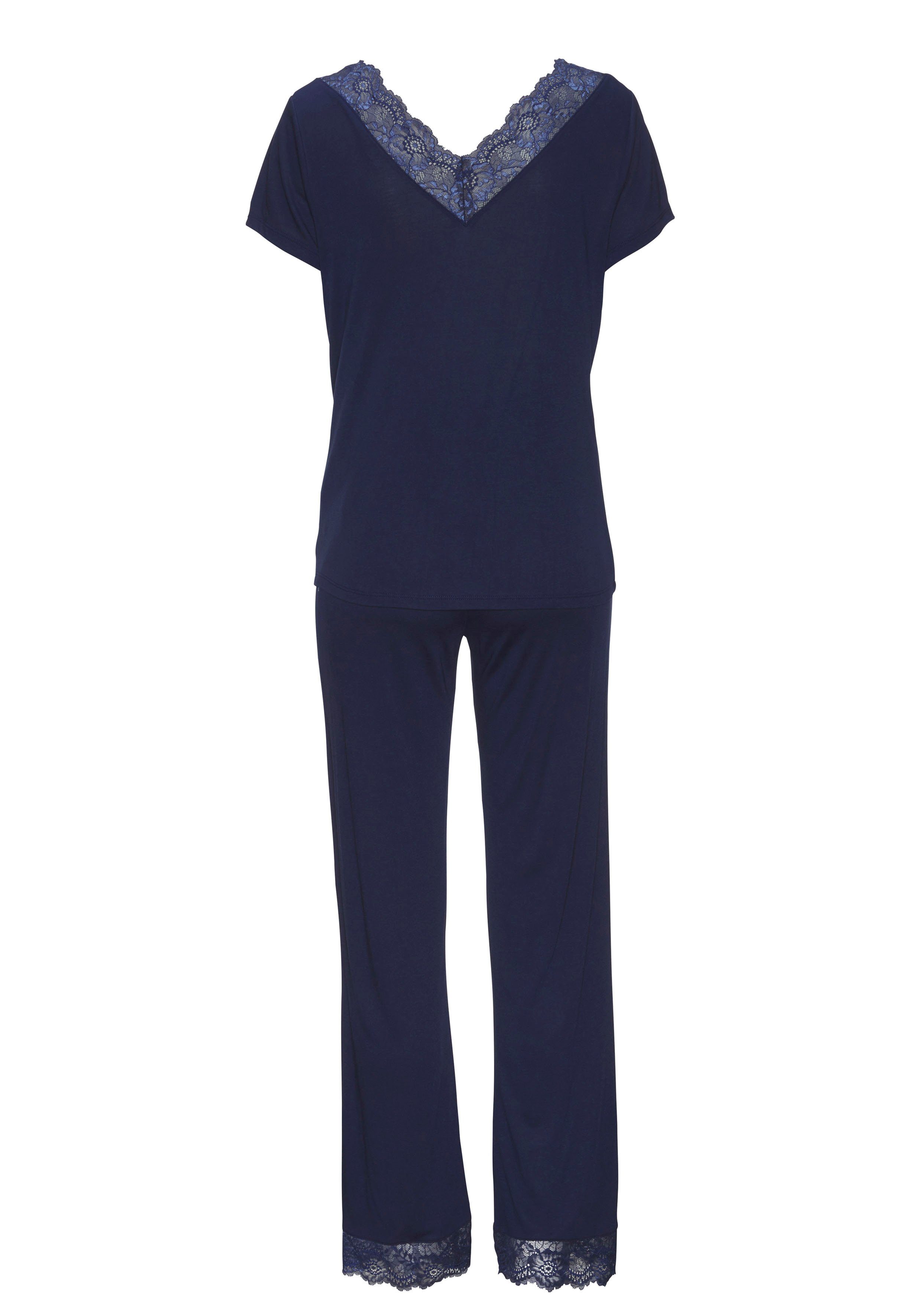 LASCANA Pyjama (Set, 2 tlg) mit Spitzendetails