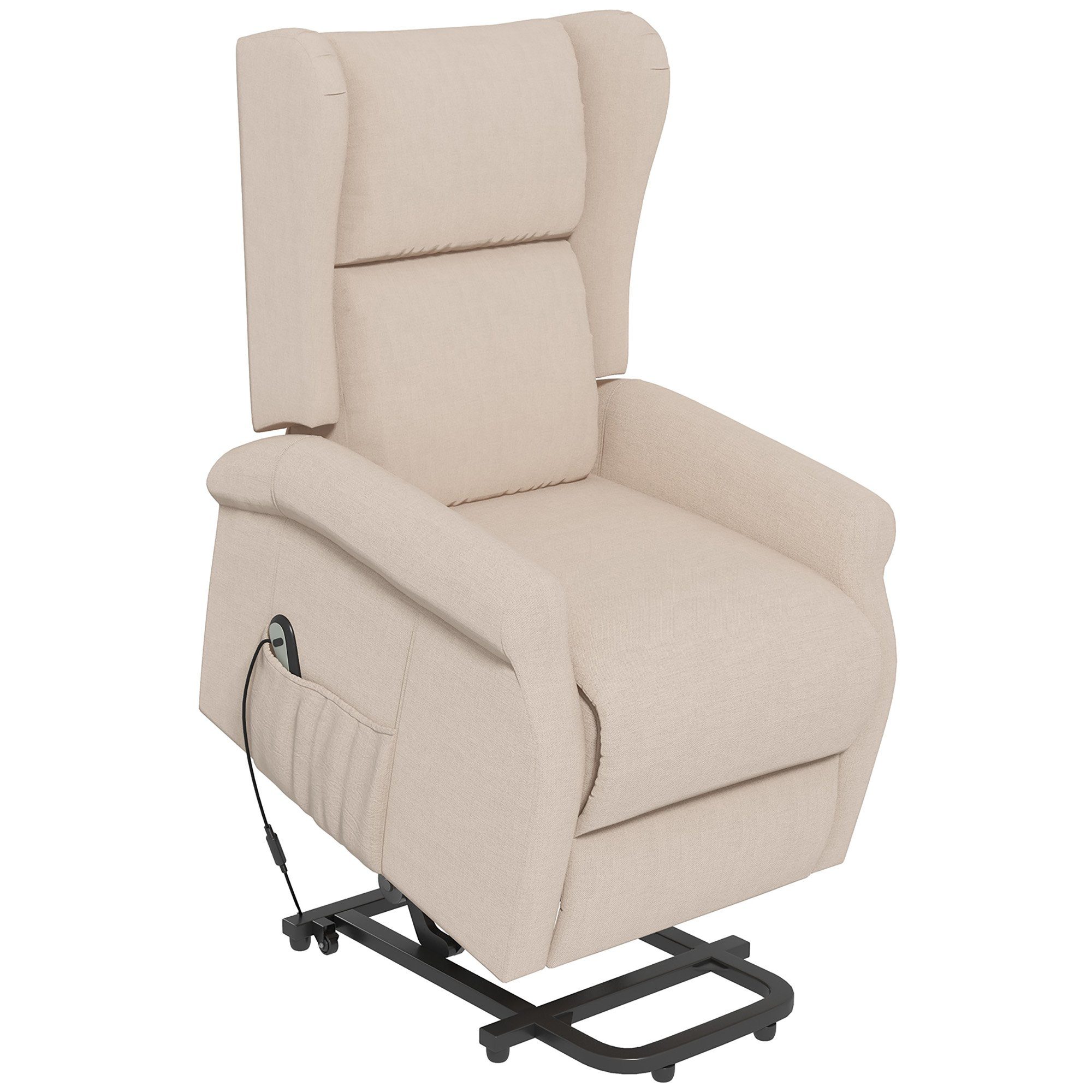 HOMCOM Massagesessel elektrischer Sessel mit Aufstehhilfe, TV-Sessel mit Liegefunktion (Aufstehsessel, 1-St., Fernsehsessel), bis 200 kg belastbar Cremeweiß | Cremeweiß | Cremeweiß