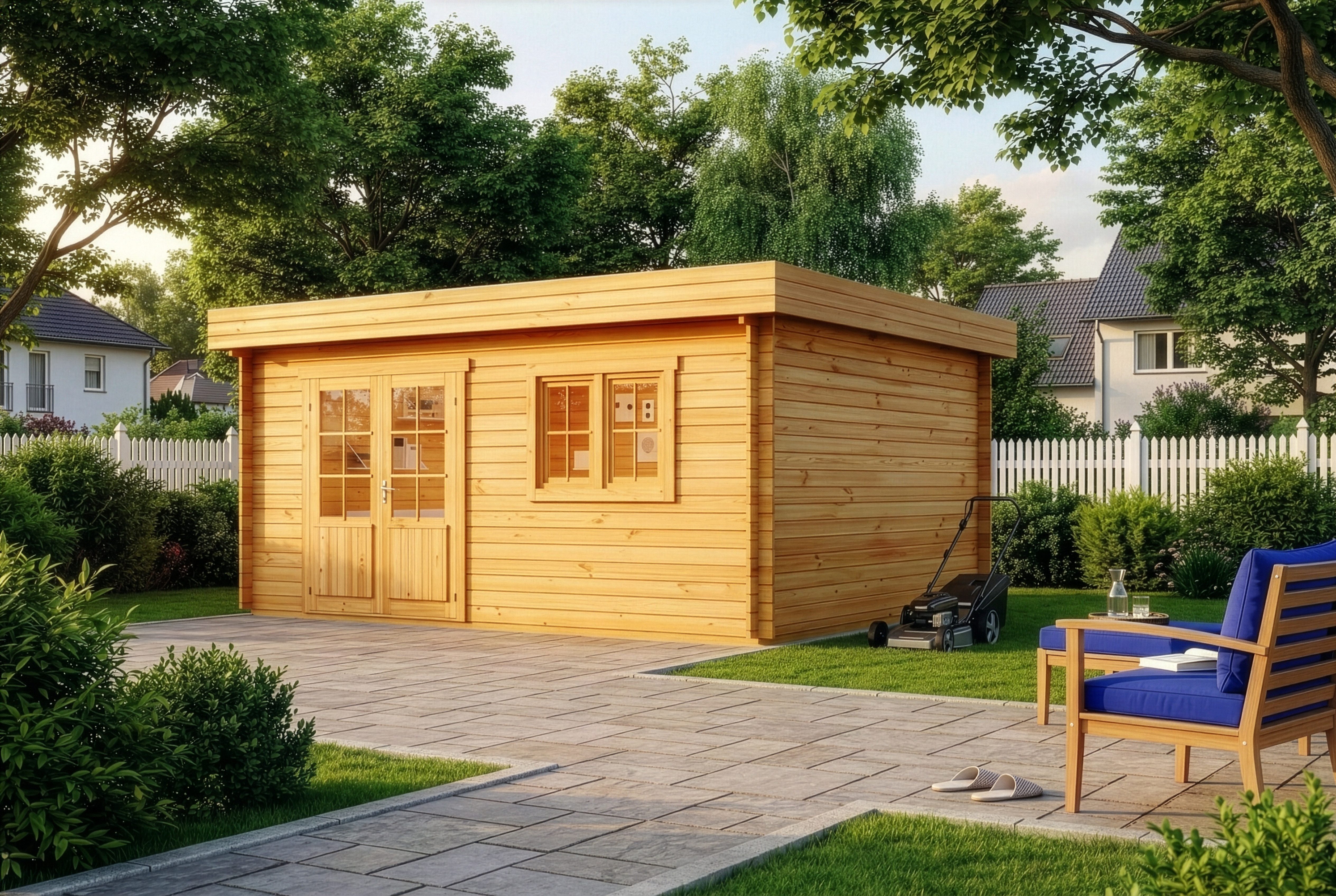 Alpholz Gartenhaus Holz Spree B, BxT: 520x420 cm, in Imprägniert (Pinie) mit 28mm Wandstärke
