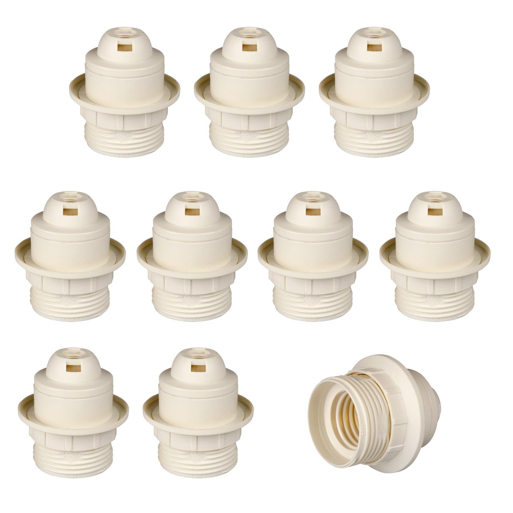 Aling Conel Lampenfassung E27 Lampenfassung (PBT), Gewindefassung mit Einbauring, (Set, 10-St)