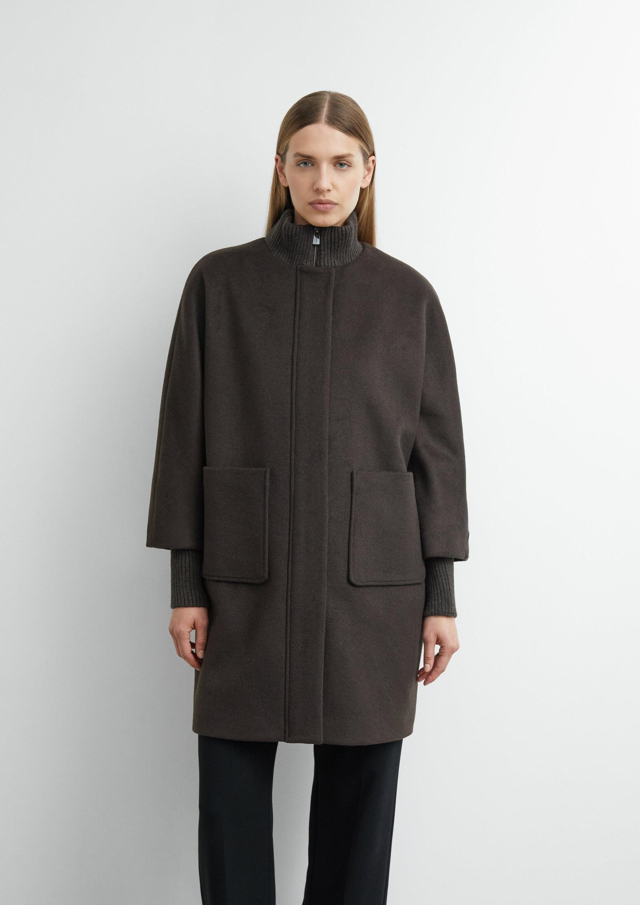 comma Wintermantel Outdoor-Mantel Cape-Mantel aus Wollmix mit Ripp-Details