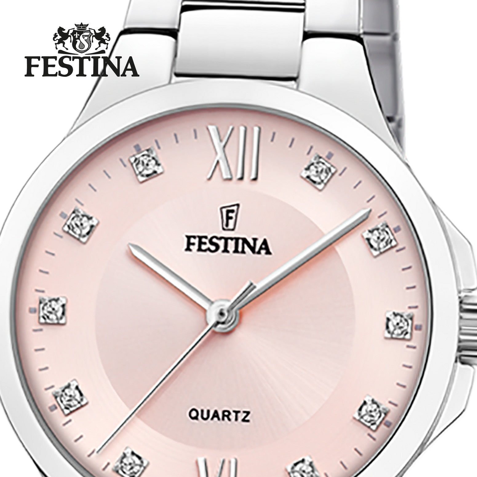 Festina Quarzuhr Festina Damenuhr Mademoiselle, (Analoguhr), Damen Armbanduhr rund, Edelstahlarmband silber, Fashion