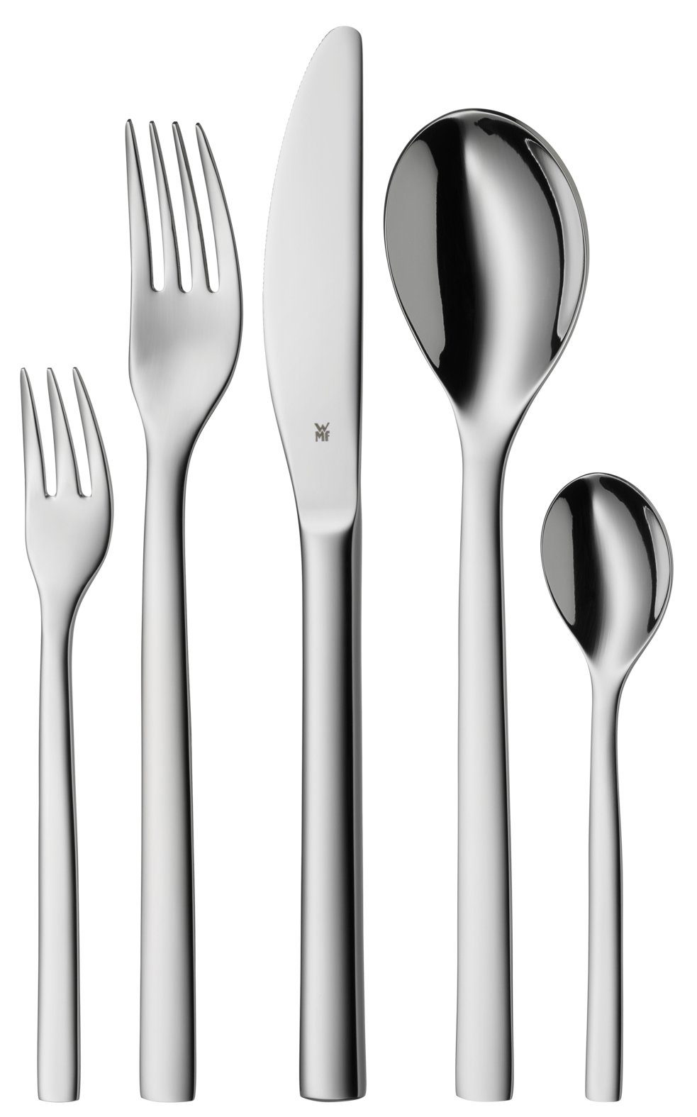 WMF Besteck-Set Atria (60-tlg), 12 Personen, Cromargan® Edelstahl Rostfrei 18/10, mit soliden Monobloc Tafelmessern