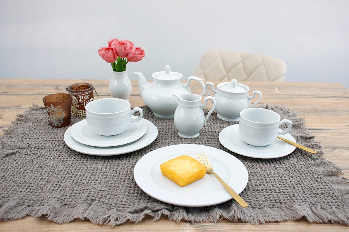 Eschenbach® PORZELLAN GERMANY Teeservice Alice (20-tlg), 6 Personen, Porzellan, Tafelservice 18 tlg. für 6 Personen im umweltfreundlichen Karton