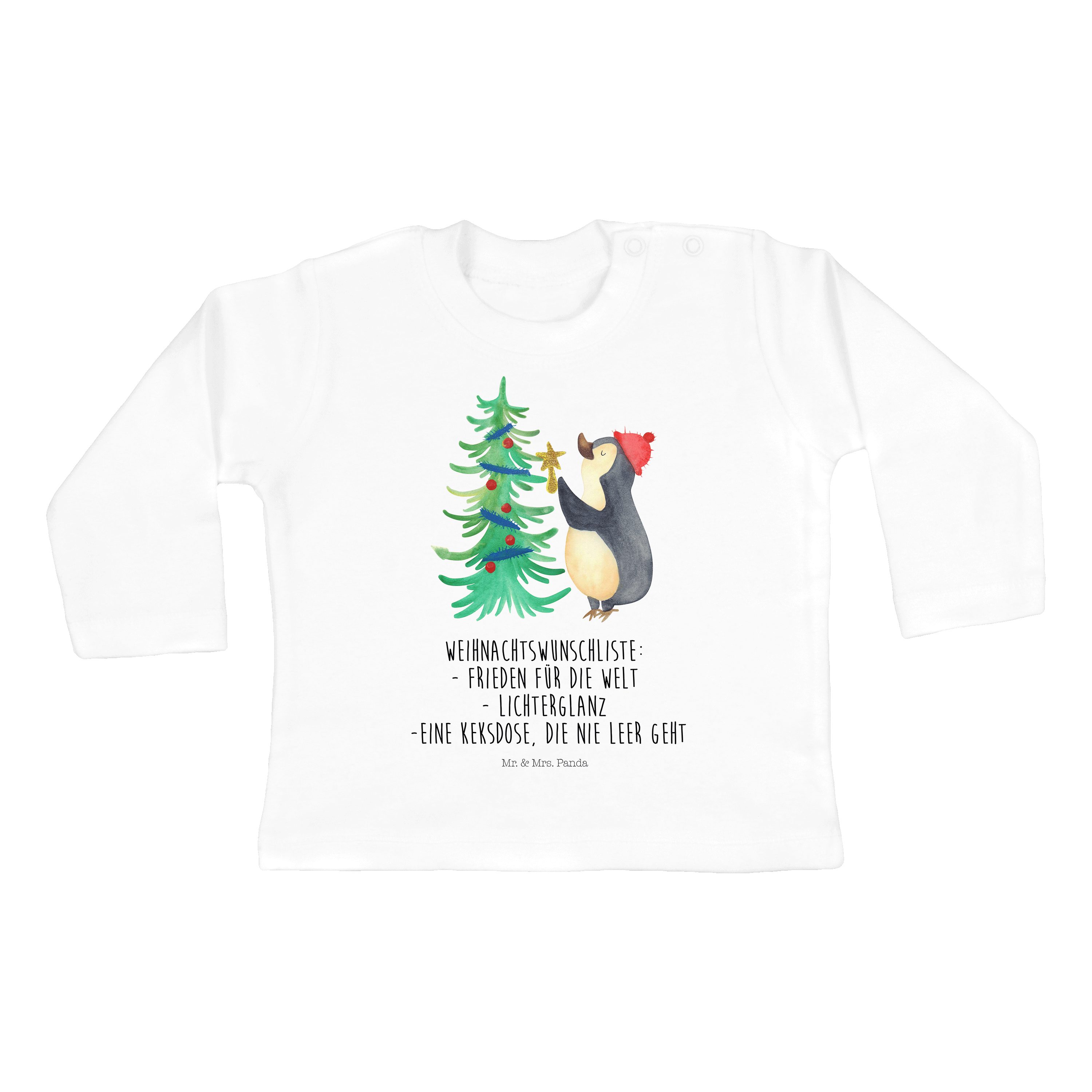 Mr. & Mrs. Panda Strampler Pinguin Weihnachtsbaum - Weiß - Geschenk, Kleidung, Langarm, Weihnach (1-tlg)