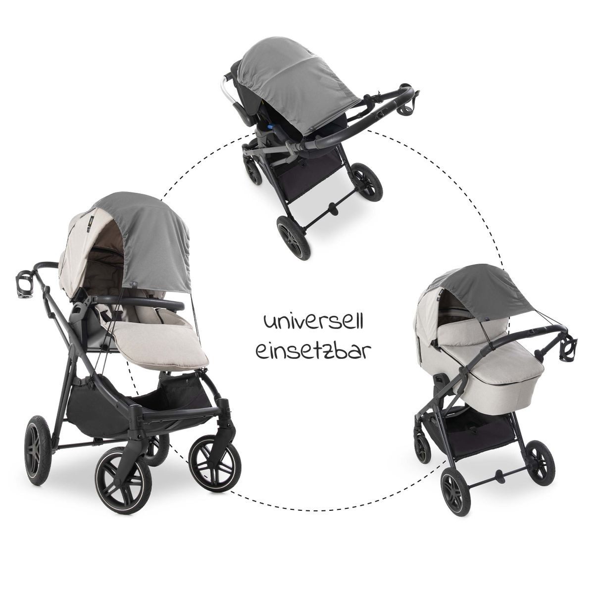 Hauck Kinderwagen-Sonnenschutzhülle Grey, Universal Sonnensegel für günstig online kaufen