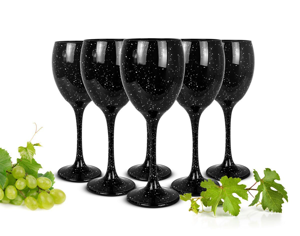 Sendez Weinglas Schwarze Rotweingläser 300ml Weißweingläser Weinkelch Getupft 6
