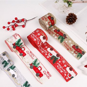 GelldG Weihnachtsbaumschleife 4 Rollen Weihnachtsbänder mit Drahtrand, Weihnachtsband für Kränze