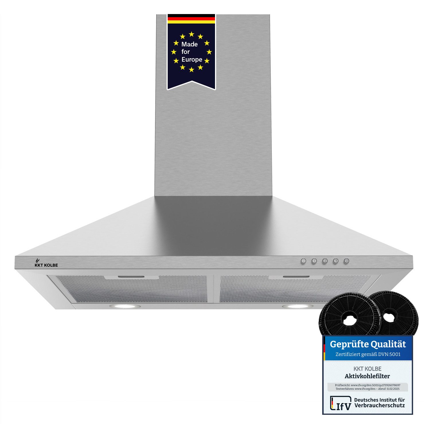 KKT KOLBE Wandhaube Dunstabzugshaube 60cm PLUS450 Dunstabzugshaube 60cm PLUS450, Wandhaube / Abzugshaube / Abluft / Umluft / Silber / Edelstahl / LED