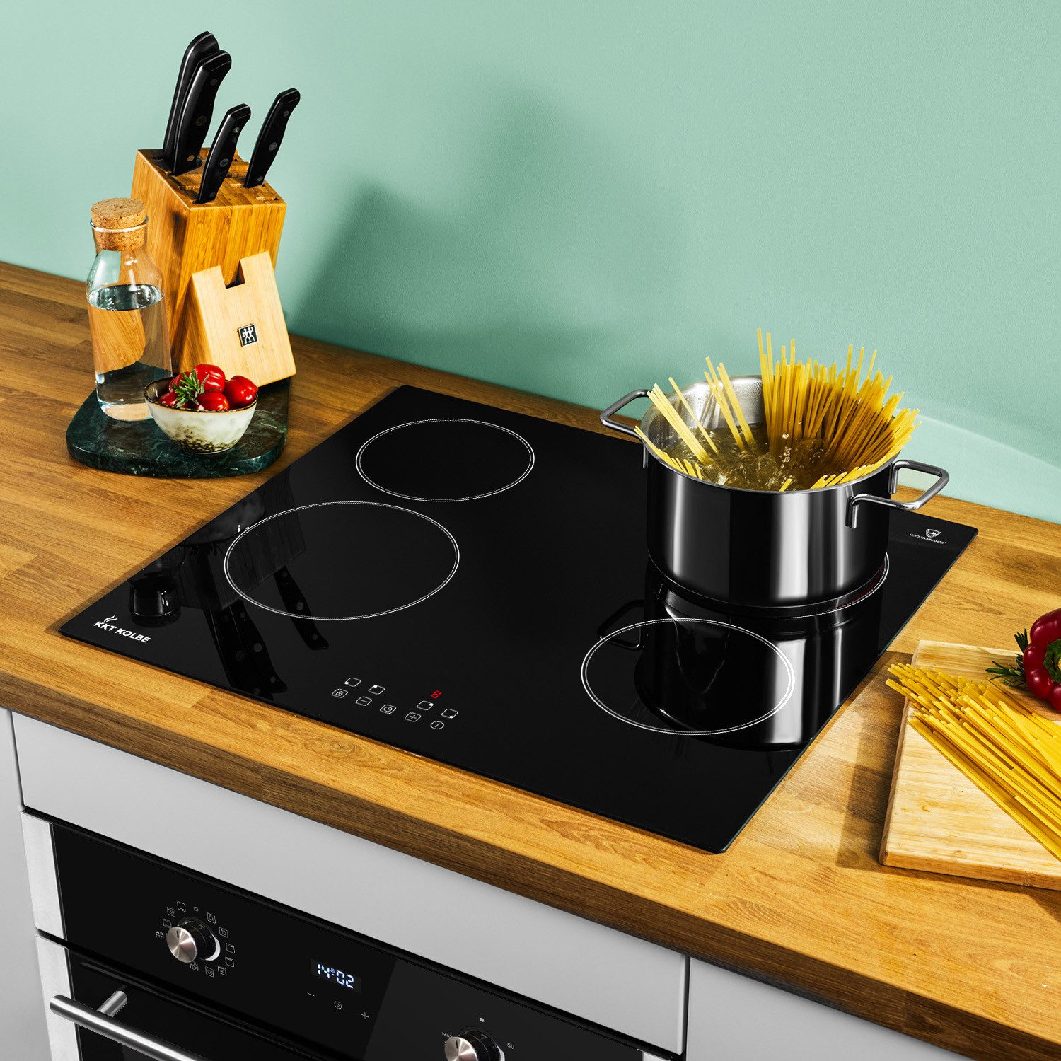 KKT KOLBE Backofen-Set Backofen und Kochfeld SET8810CH5900RL, mit 2-fach Teleskopauszug, Herdset / Heißluft / Einbaubackofen / Timer / Kochmulde