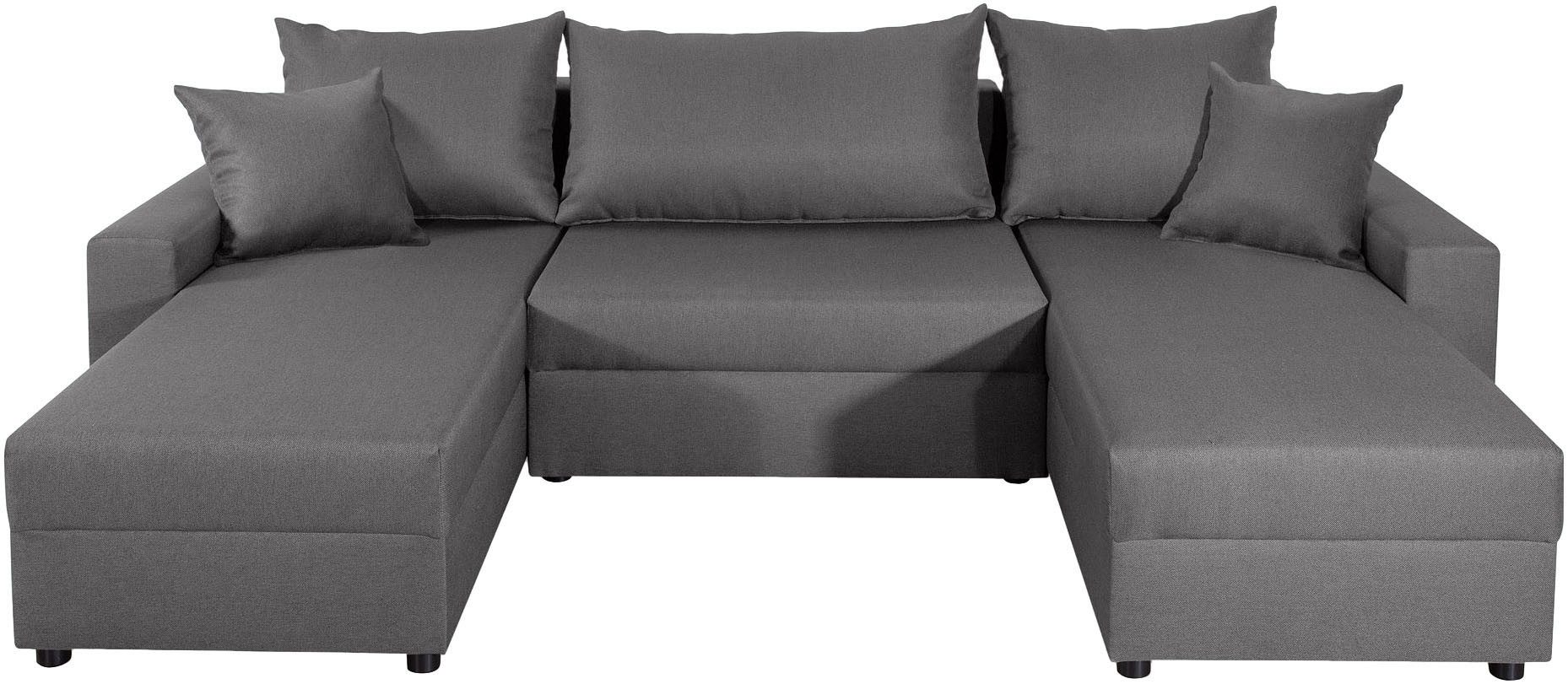 COLLECTION AB Wohnlandschaft Pico U-Form, B: 252 cm, Schlaffunktion, Bettkasten & 2 Zierkissen
