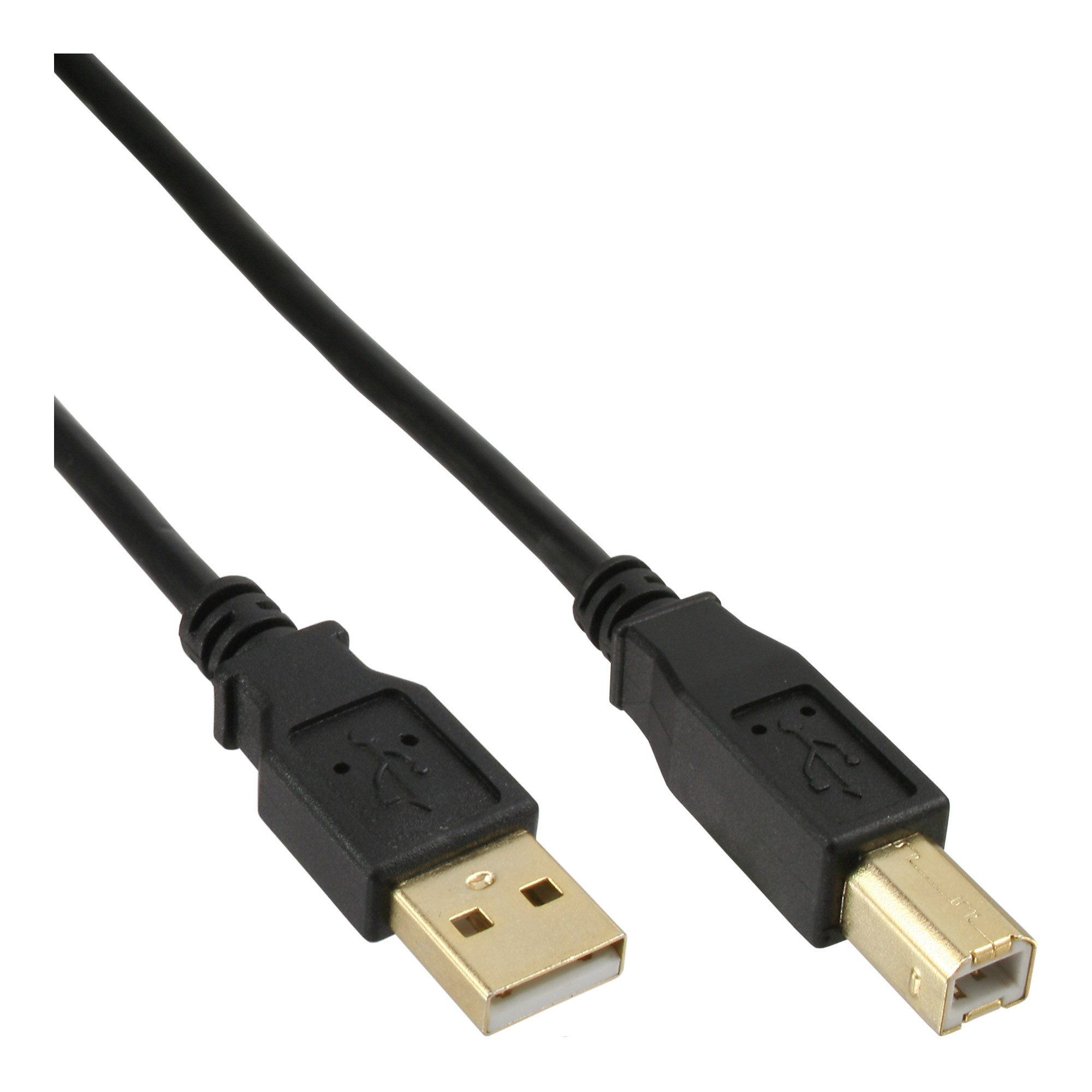 InLine® USB 2.0 Kabel, A an B, schwarz, Kontakte gold, 1,5m USB-Kabel