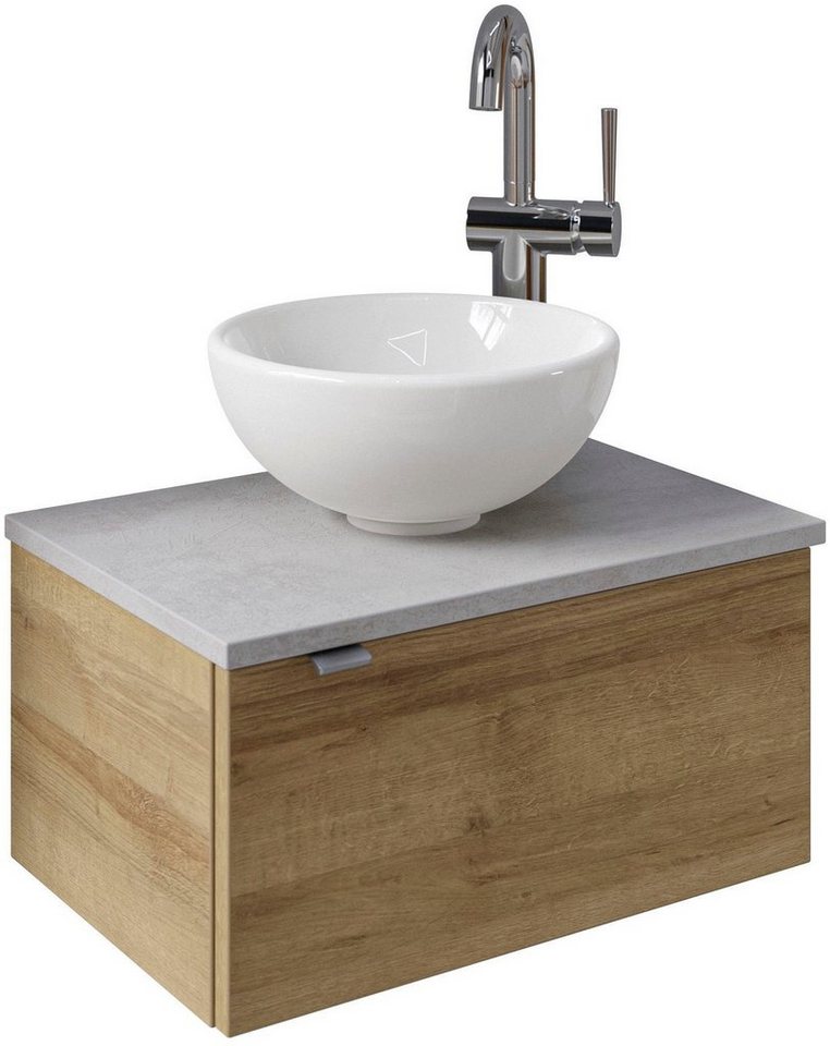 Thumbnail - Saphir Waschtisch Serie 6915 Waschschale mit Unterschrank für Gästebad, Gäste WC (3-St., Keramik-Aufsatzbecken, Waschtis...
