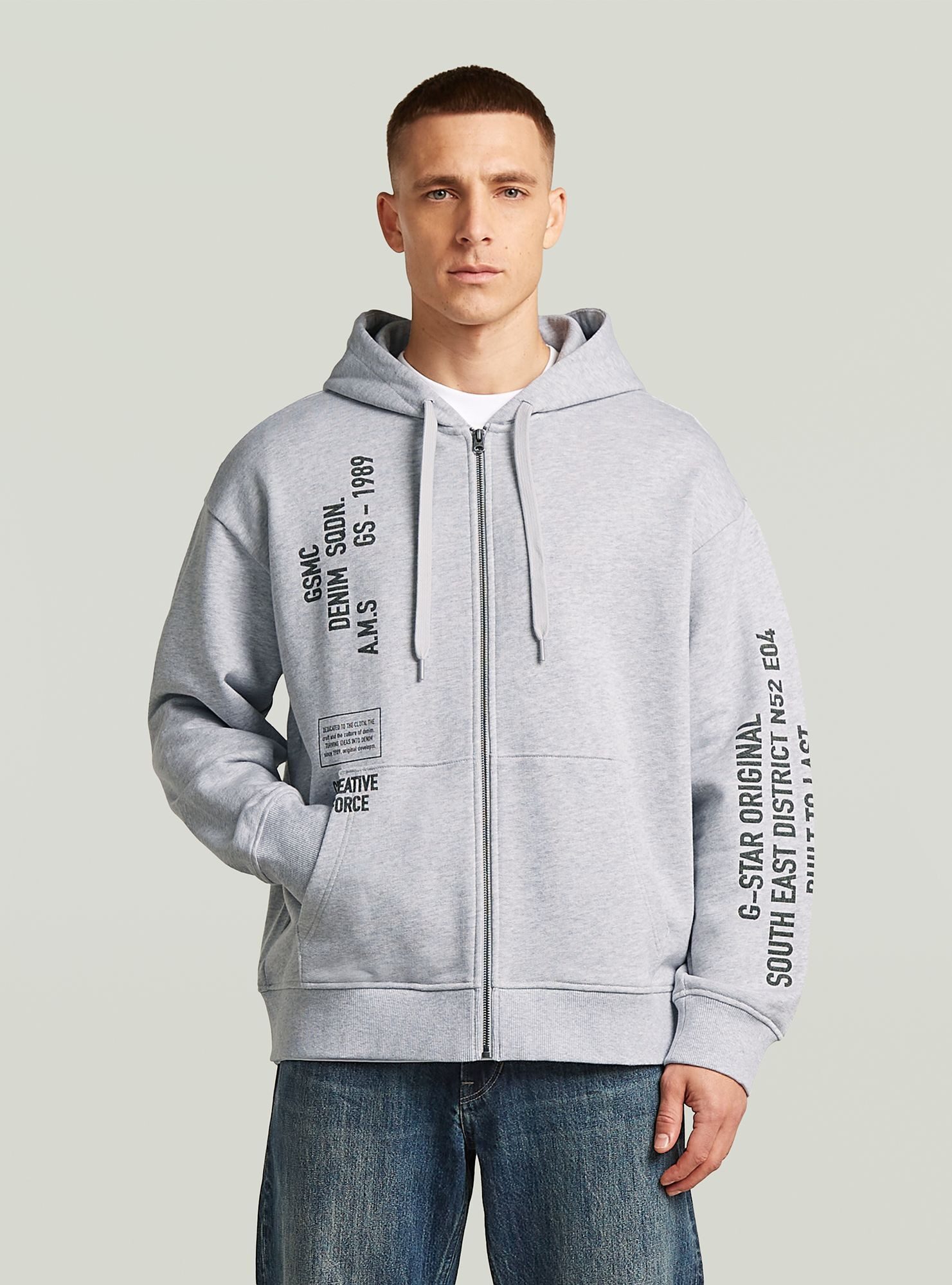 G-STAR Longpullover Stencil Relaxed Hoodie Zip Sweatshirt