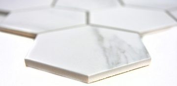 Mosani Bodenfliese Mosaik Fliesen Keramik Hexagon Carrara weiß Duschwand Duschboden, Set, 10-teilig, klassisch zeitloser Einrichtungsstil