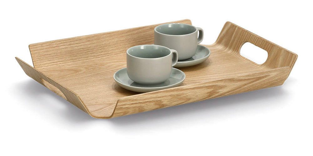 Zeller Present Servierplatte, Holzwerkstoff, (1-tlg), Holz / Eichenfurnier, 2 seitliche Griffe, erhabener Rand