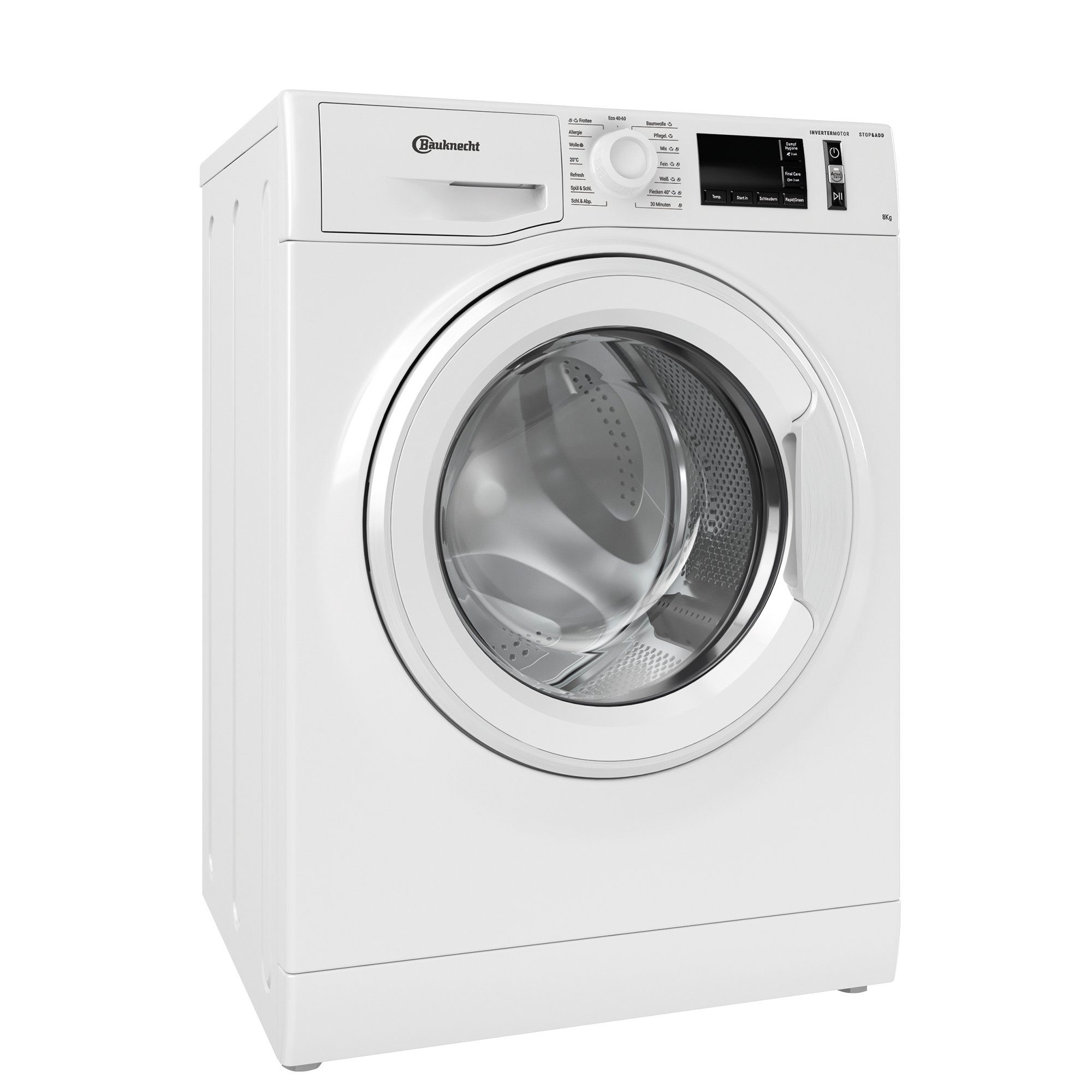 BAUKNECHT Waschmaschine weiss WM 811 A, 8 kg, 1400 U/min, Dynamic  Inverter-Motor, Mehrfachwasserschutz +, Nachlegefunktion