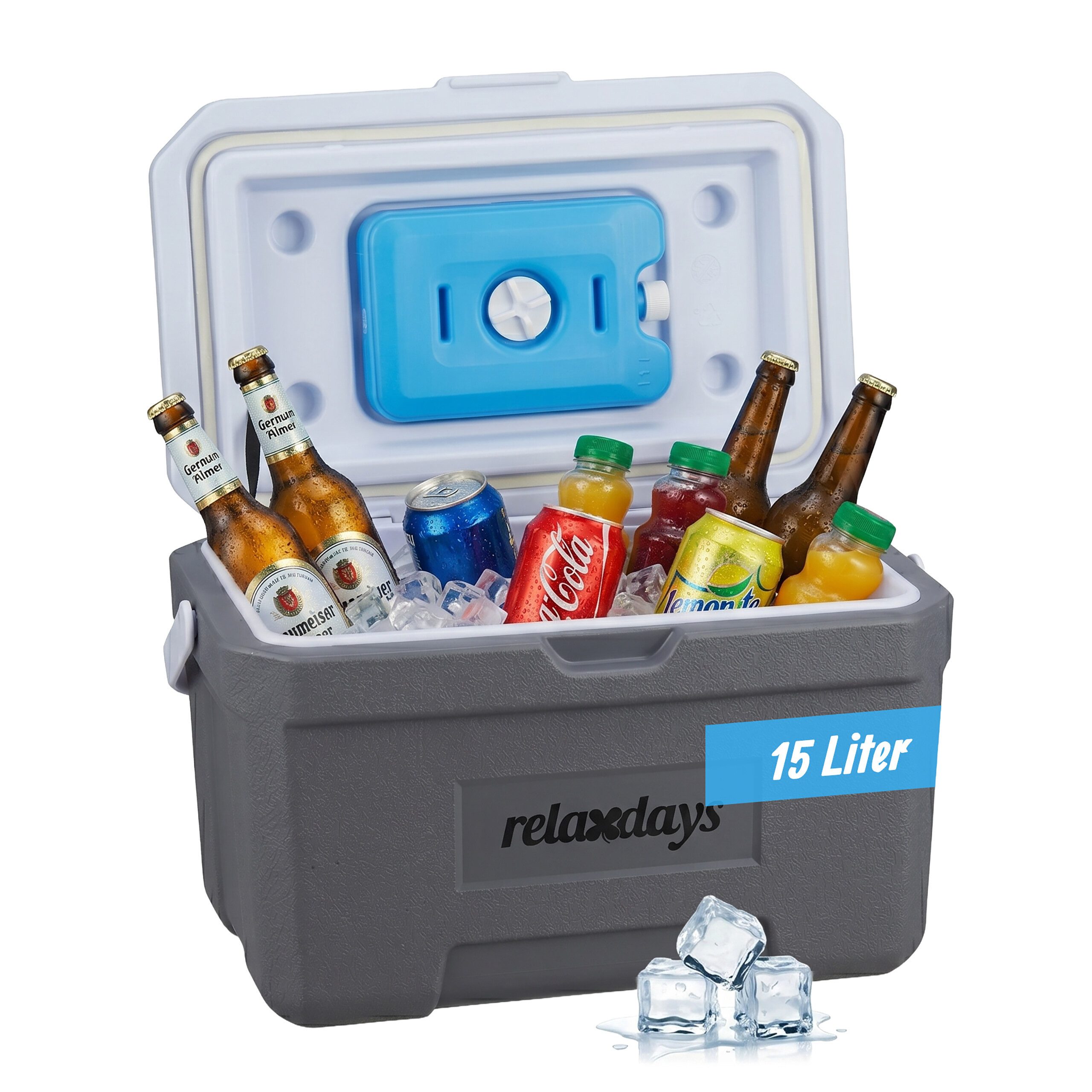 relaxdays Kühlbox mit Kühlakku 15 Liter, 15 l