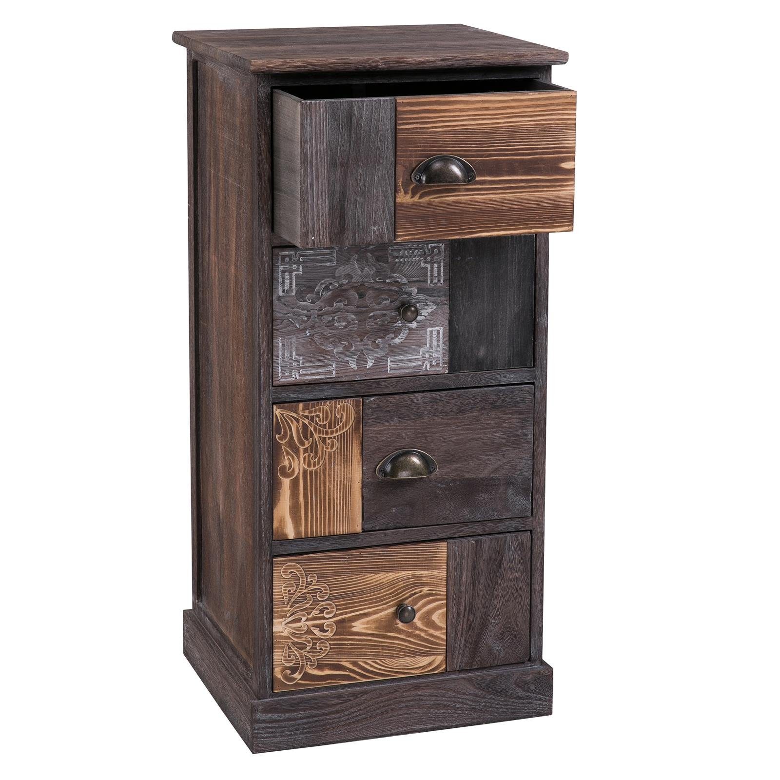 CARO-Möbel Kommode MARA, Schubladenschrank Standregal Kommode mit 4 Schubladen Vintage Landhaus