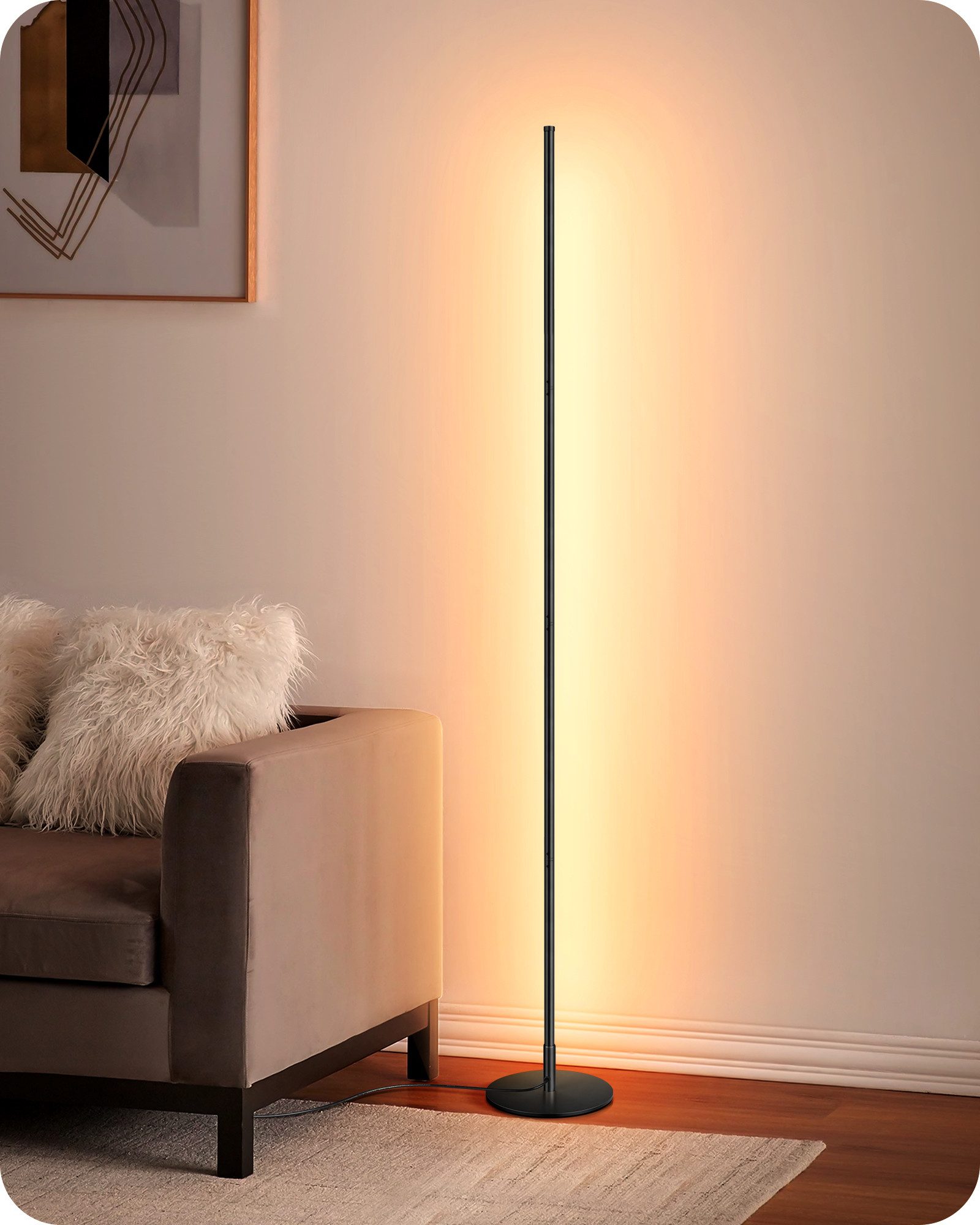 EDISHINE LED Stehlampe Wohnzimmer dimmbar, LED fest integriert, warmweiß, M günstig online kaufen