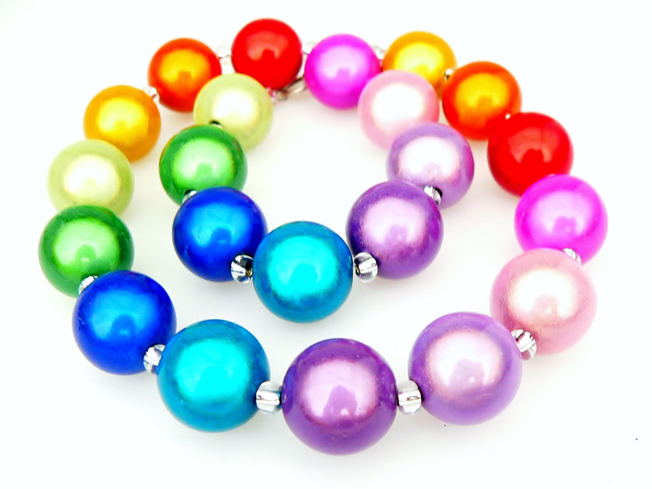 traumschmuck Perlenkette 149b Halskette Collier Miracle Perle 3D Effekt glänzend 16mm bunt (Geschenk, Muttertag, Weihnachten, Geburtstag, Valentinstag, incl. Schmuckbox), handgefertigt, Made in Germany