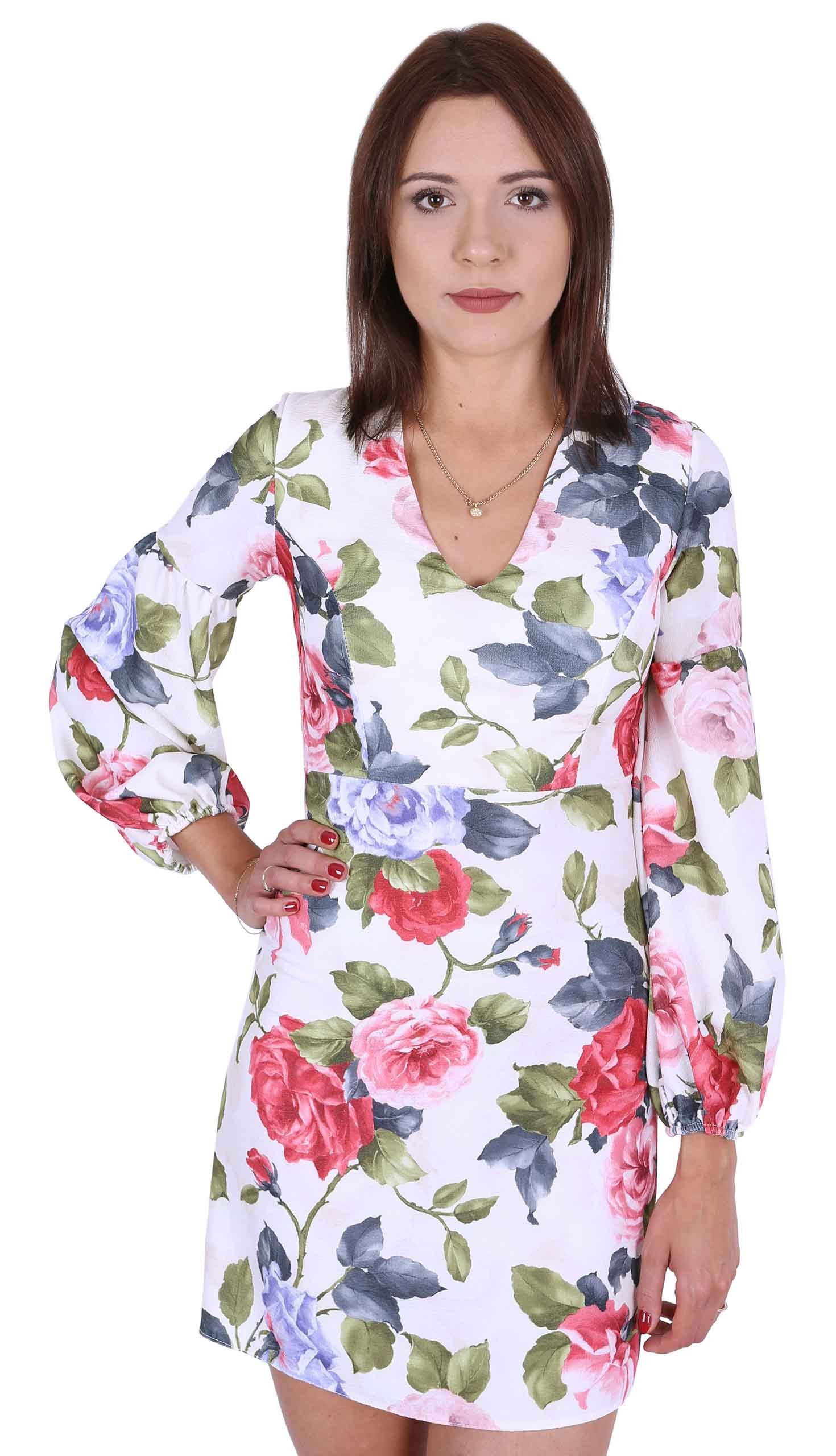 Minikleid John Zack Langärmeliges Kleid mit Blumenprint S