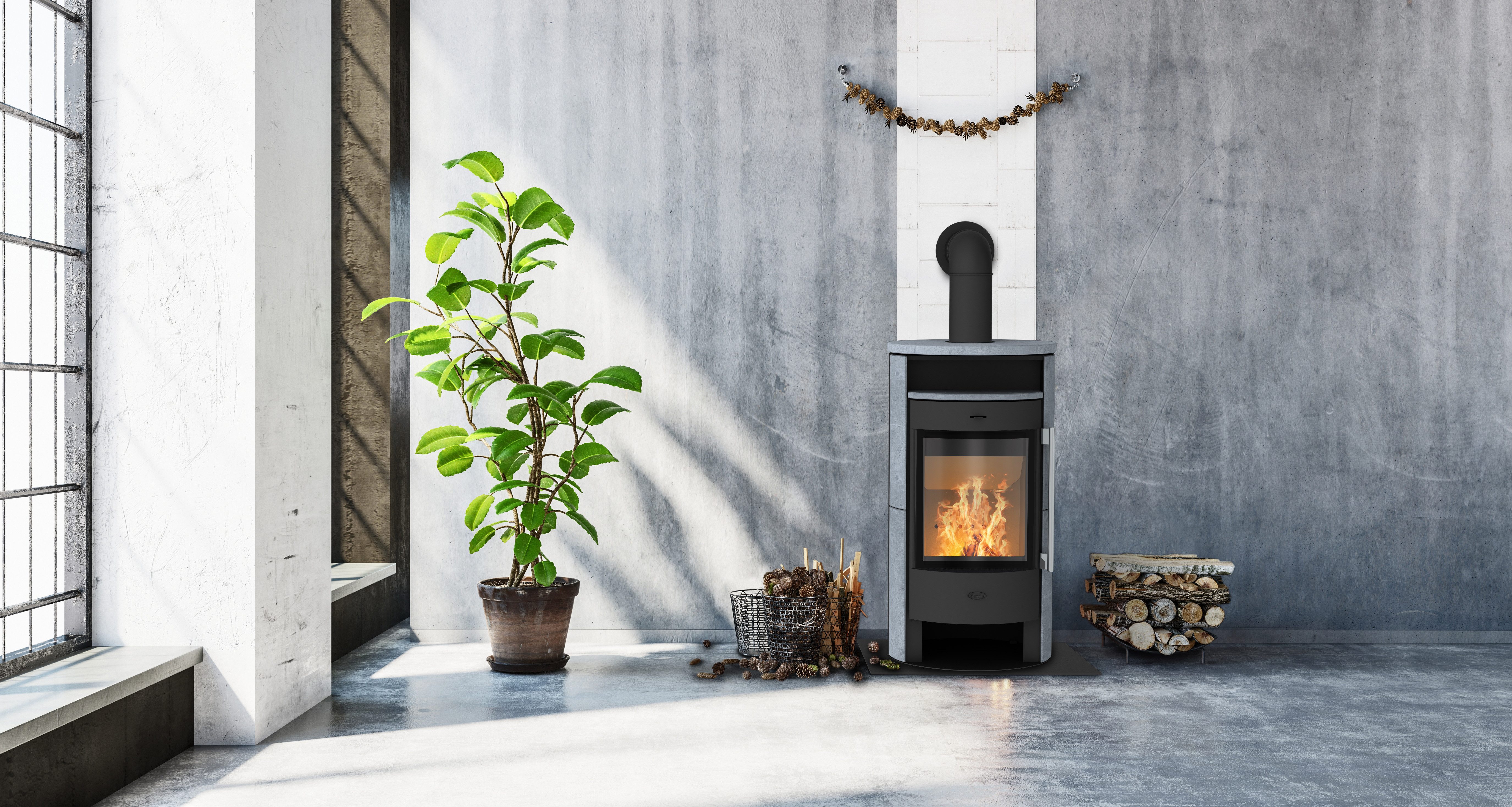 Fireplace Kaminofen Durango Speckstein, 6,5 kW, Zeitbrand, Tee- und Holzfach