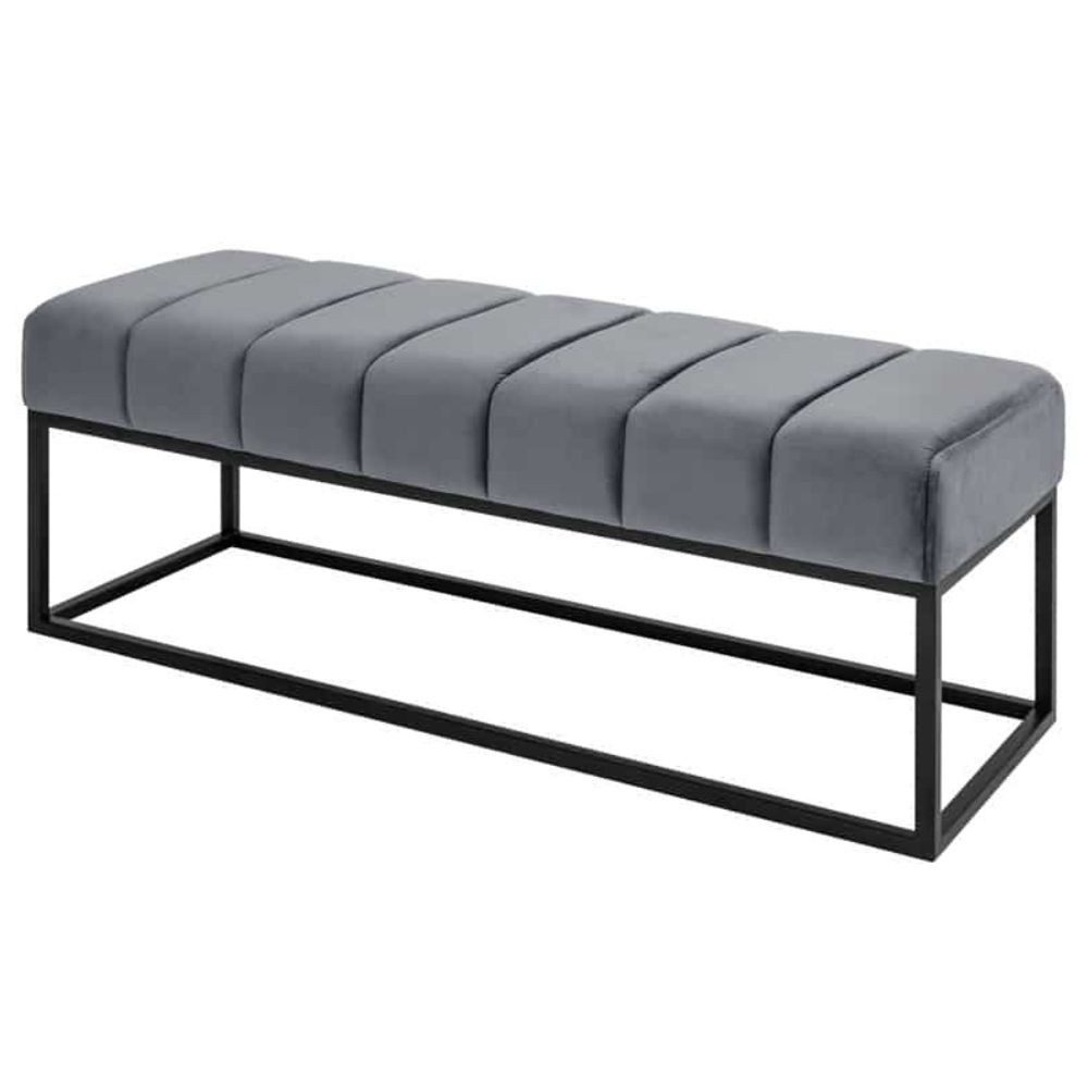 LebensWohnArt Sitzbank Design Sitzbank BELLE ca.110cm grau Samt Interieur-Tipp Schuhbank