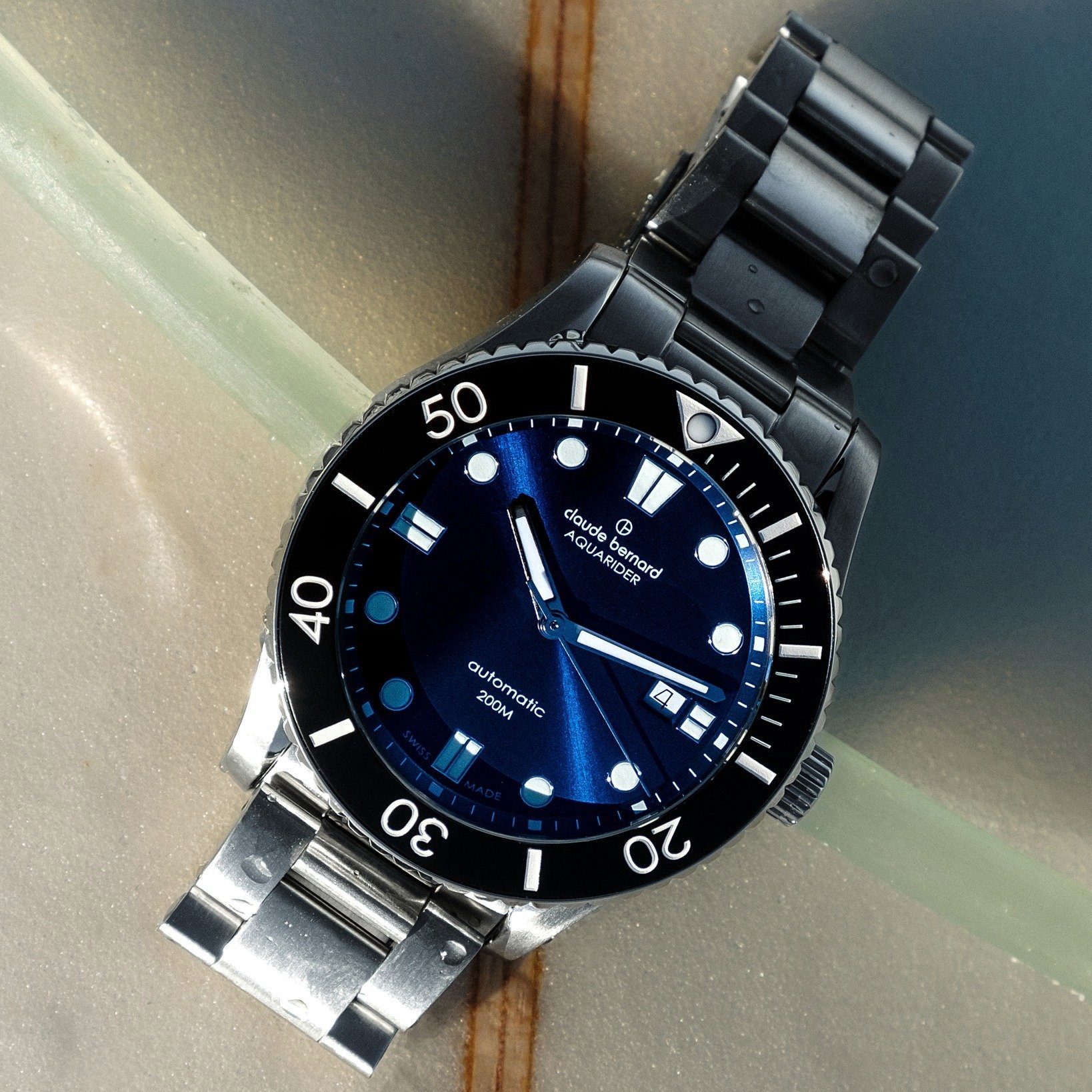 Schweizer BERNARD Aquarider Uhr Blau CLAUDE Automatik