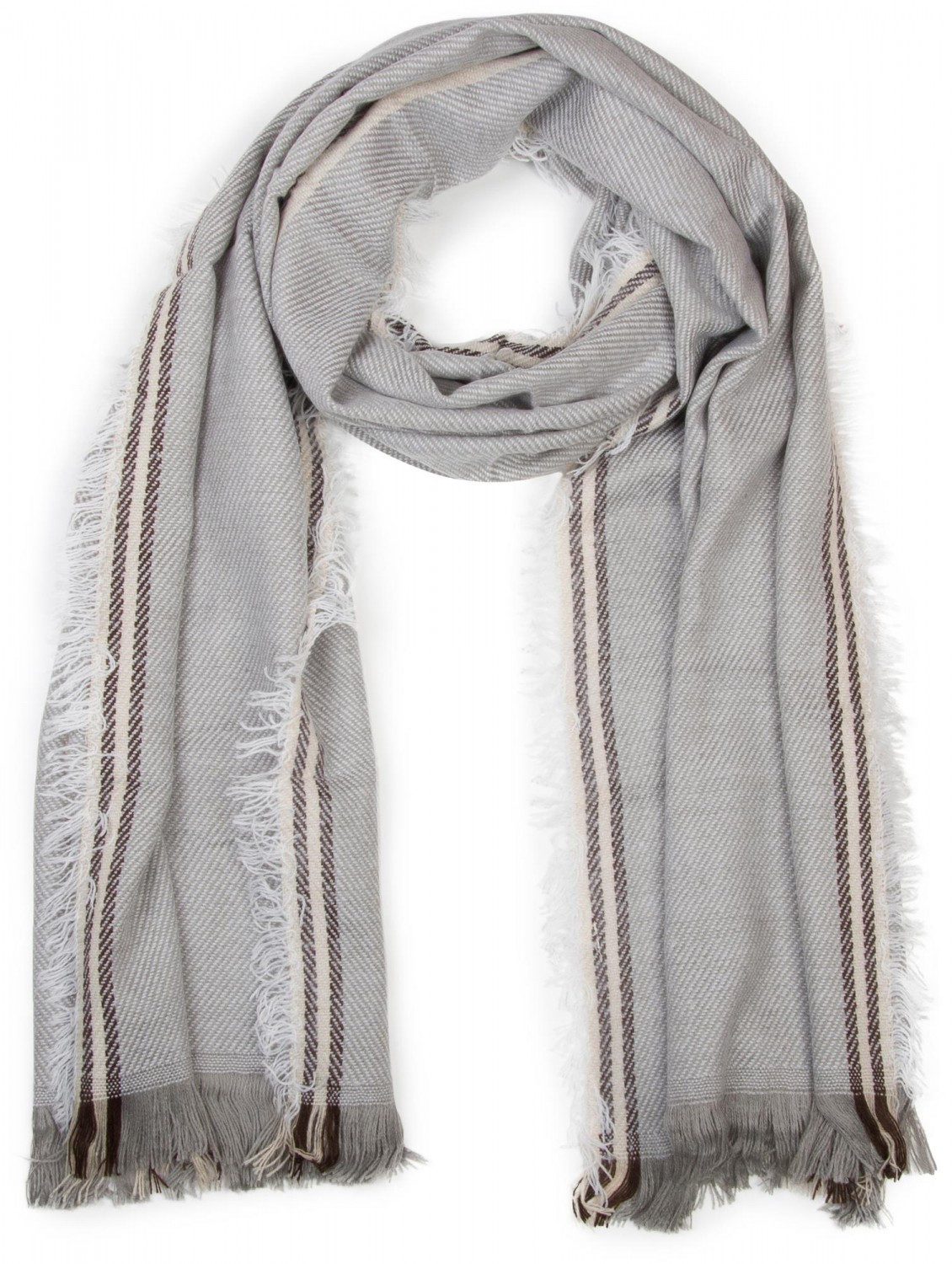 styleBREAKER Strickschal Breiter XXL Schal mit Fransen und Streifen Muster, (1-St)