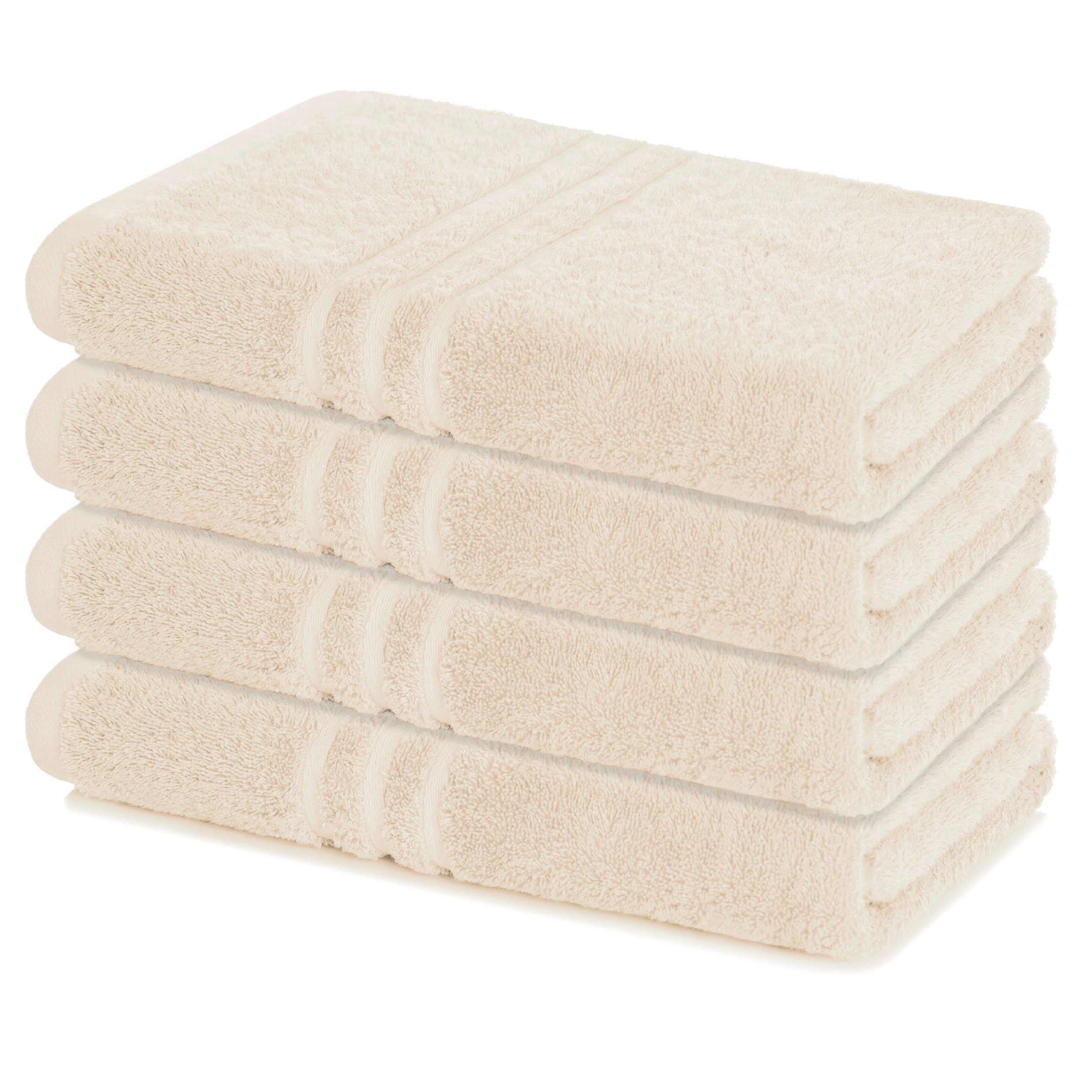 Lavea Duschtücher 4er Set Duschtuch 70 x 140 cm, Elena Frottee Handtücher, (Set, 4-St), 500 g/m² Frottier, weich & saugstark, pflegeleicht