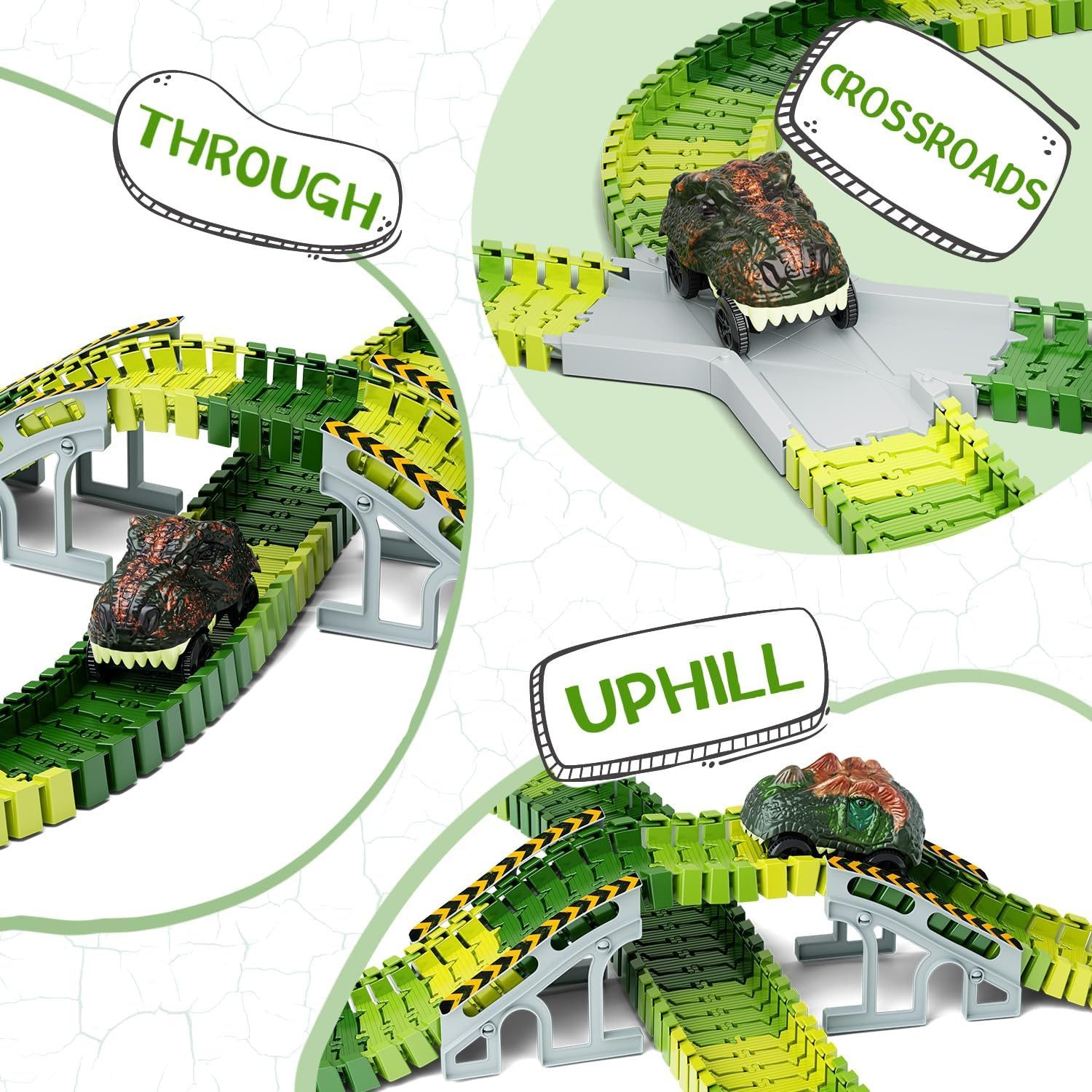 Athlix Autorennbahn Dinosaurier Rennstrecke Spielzeug elektrisch Straßenrennen flexibel