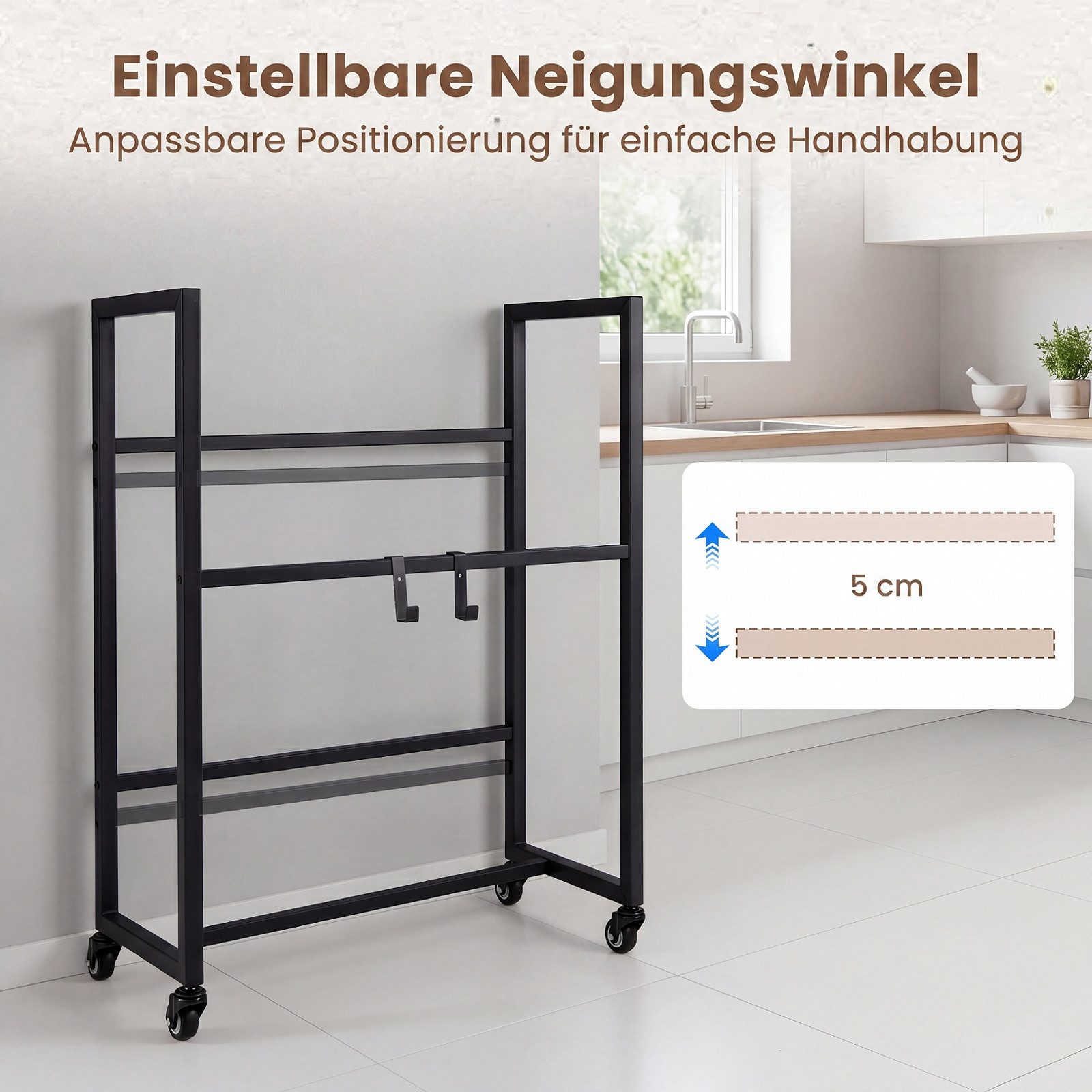 COSTWAY Regal, Getränkekistenregal mit Rollen, Ablage für 4 Kisten