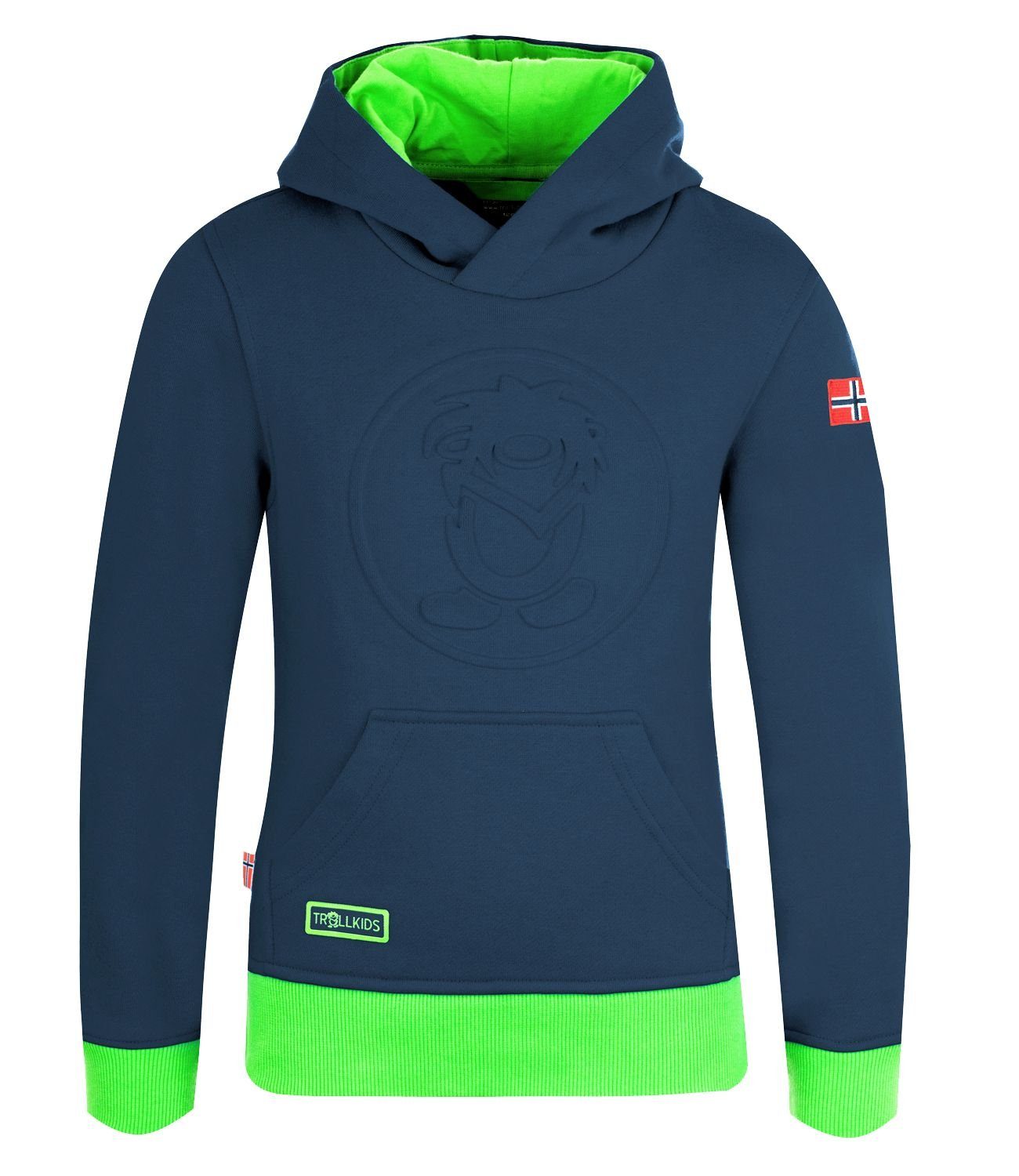 TROLLKIDS Hoodie Lillehammer Marineblau / Hellgrün