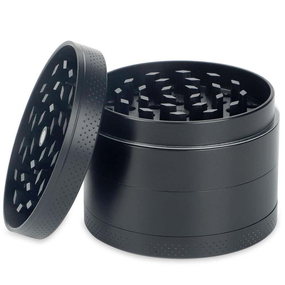 H&S Kräutermühle Edelstahl Kräutermühle 4-teilig, Antihaftbeschichtung, Schwarz, (4 Stück), Edelstahl Grinder 4-teilig, Antihaftbeschichtung, Schwarz