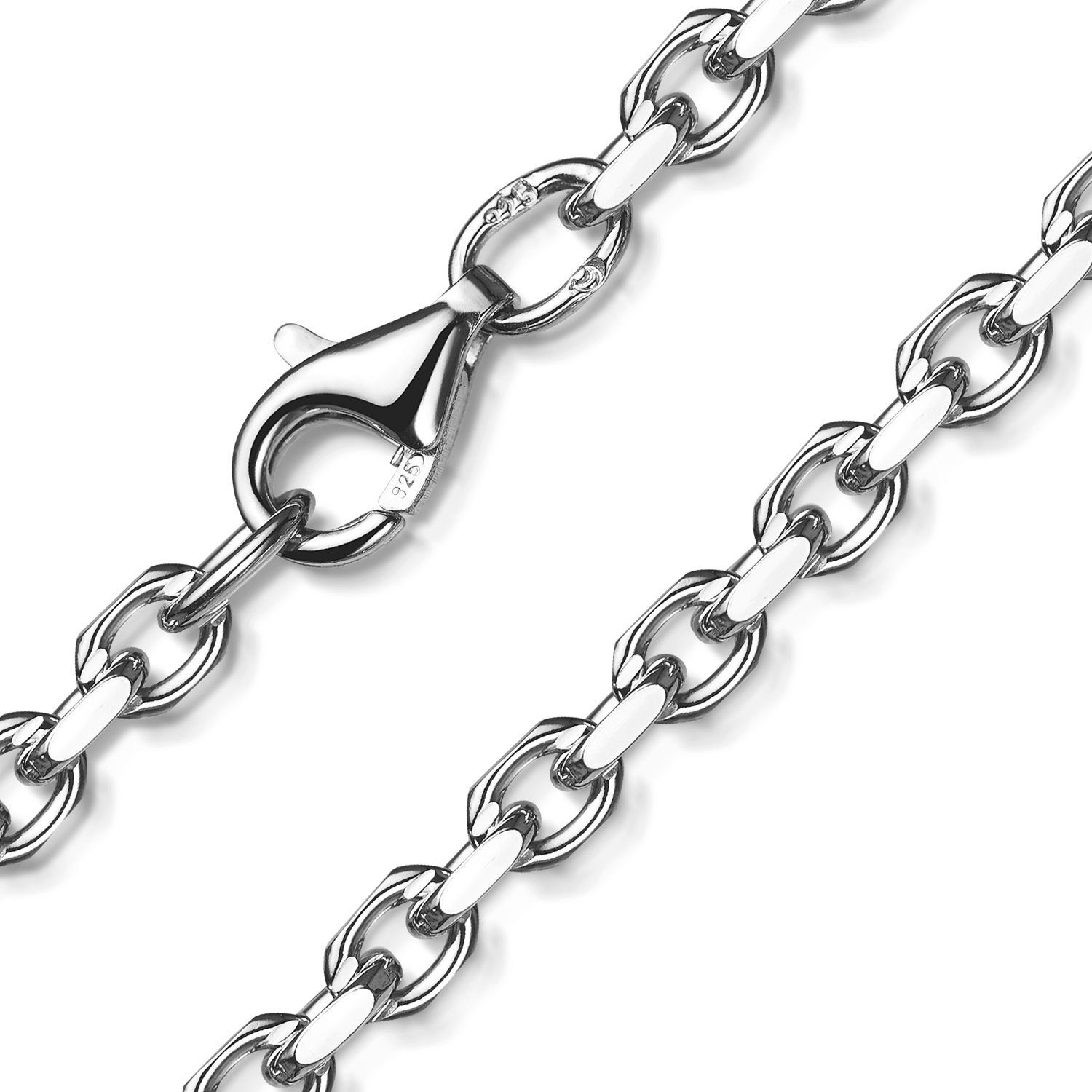 Materia Gliederkette Herren Ankerkette massiv 2,9mm K55, 925 Sterling Silber, diamantiert