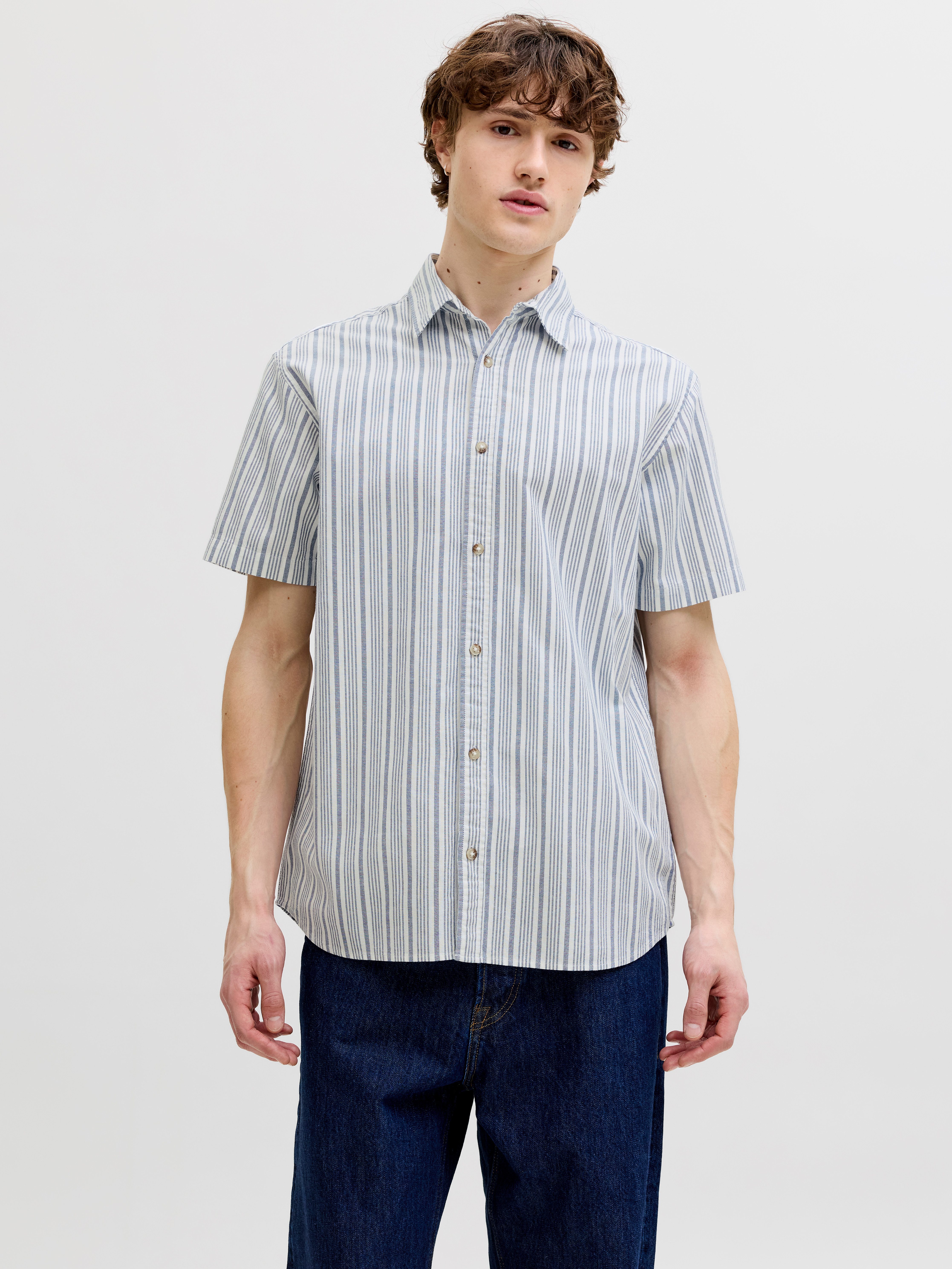 Jack & Jones Kurzarmhemd JJCHAD OXFORD STRIPE SHIRT SS