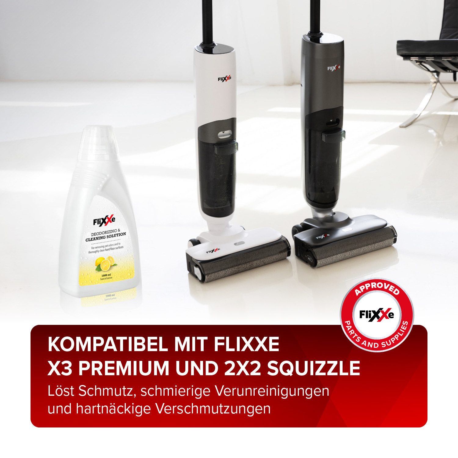 FliXXe Multi-Oberflächenreiniger Fussbodenreiniger (1 Liter Flasche Zitronenduft, Streifenfrei)