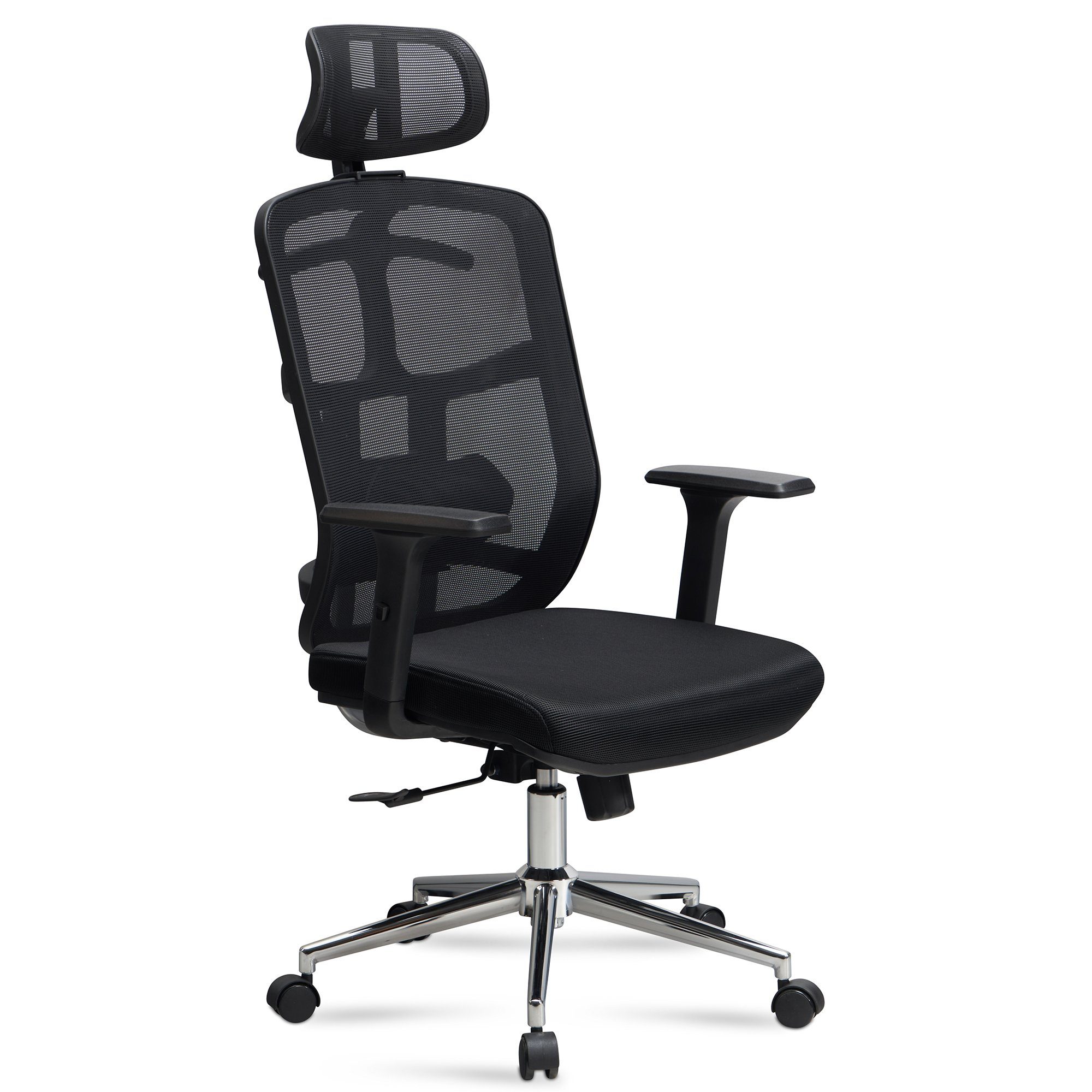Amstyle Drehstuhl Bürostuhl Schreibtischstuhl Mesh Schwarz Ergonomisch 120 kg (Bürostuhl Schwarz Mesh-Bezug, Schreibtischstuhl), Chefsessel mit Lendenwirbelstütze, Stuhl Büro