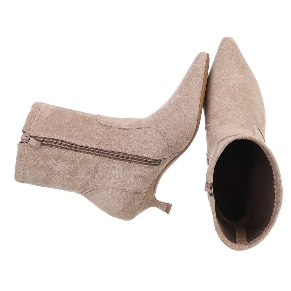 Ital-Design Eleganter Damen-Stiefel aus weichem Material mit Absatz Stiefelette (90417973) Pfennig-/Stilettoabsatz Stiefeletten in Hellbraun