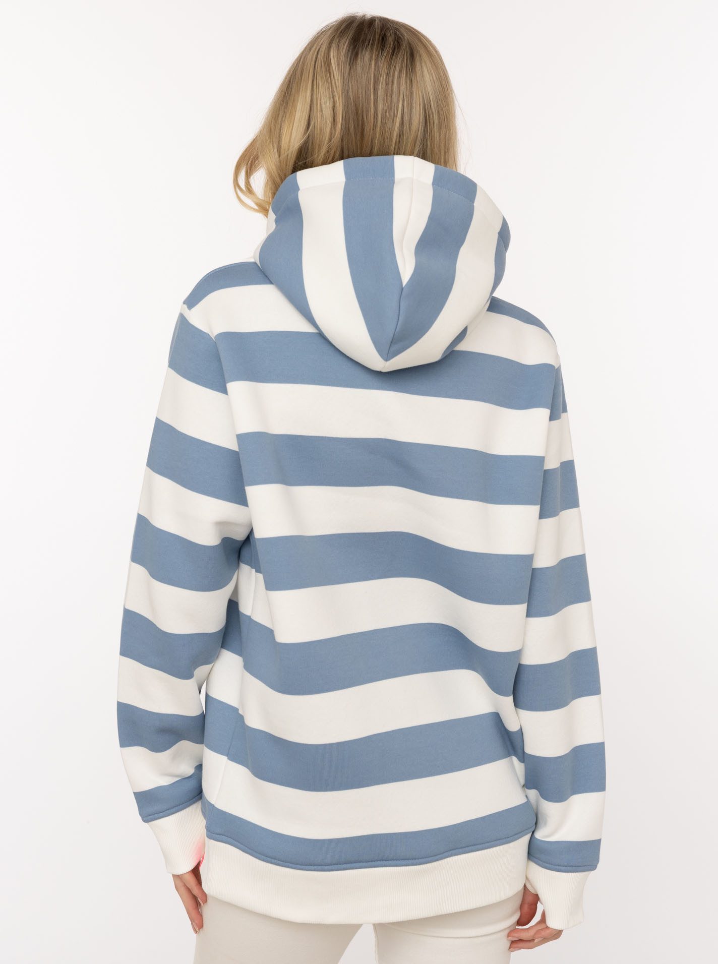 Zwillingsherz Hoodie "Streifen Smile Everyday" Blockstreifen, pinke Stickerei, Kängurutasche, Kapuze