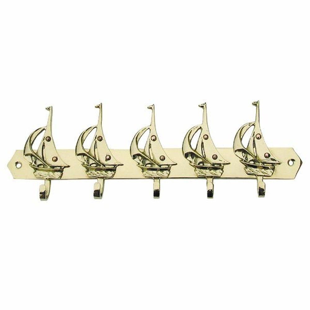 Linoows Hakenleiste Hakenleiste, Wandhaken, Schlüsselleiste Messing, Schlüsselleiste aus Messing mit 5 Haken