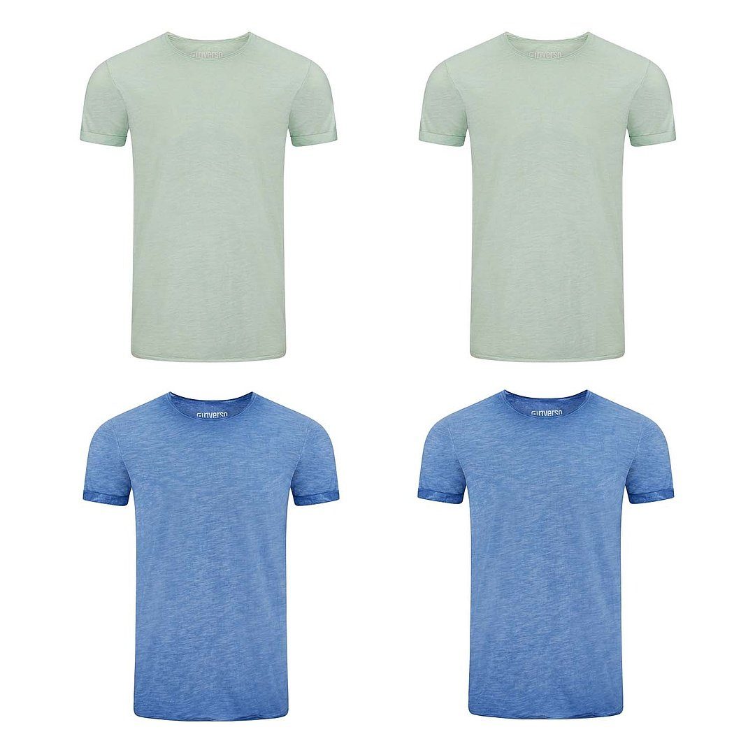 Rundhalsausschnitt Baumwolle Kurzarm Shirt T-Shirt riverso aus mit 100% Shirt Pack Fit Herren RIVMatteo 4 Regular (4-tlg) Basic Tee