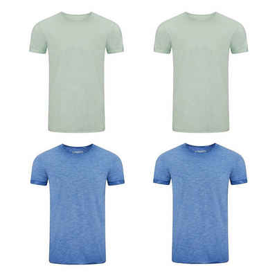 riverso T-Shirt Herren Basic Shirt RIVMatteo Regular Fit (4-tlg) Kurzarm Tee Shirt mit Rundhalsausschnitt aus 100% Baumwolle