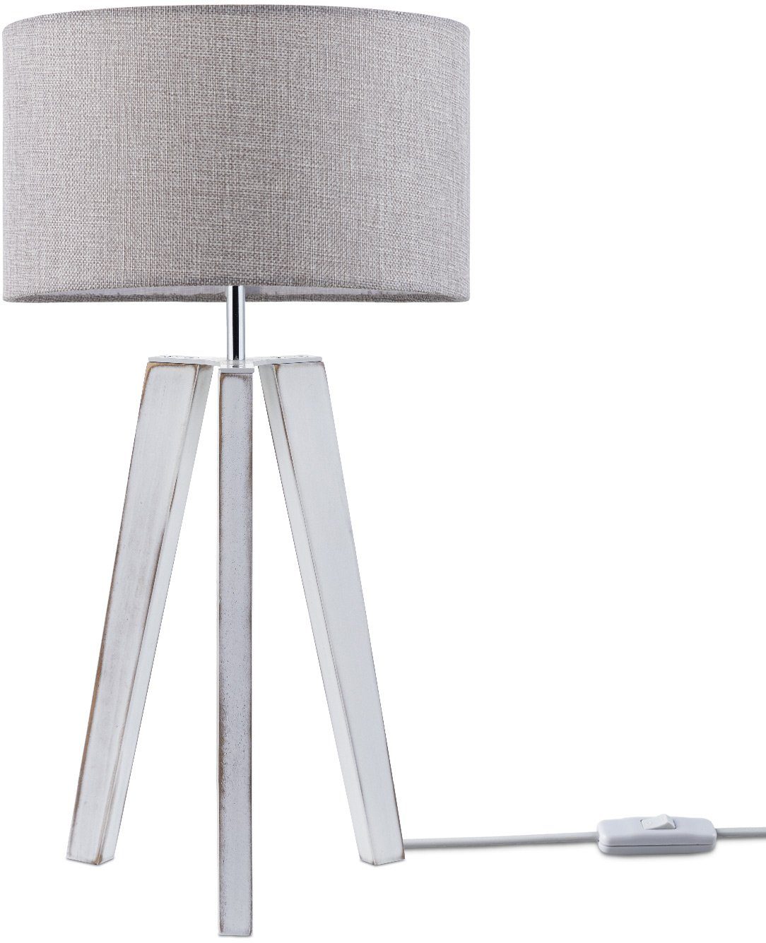 Paco Home Tischleuchte Canvas uni Color, ohne Leuchtmittel, Stehlampe Vintage Fuß LED Lampe Wohnzimmer Skandinavischer Stil E27 | Tischlampen
